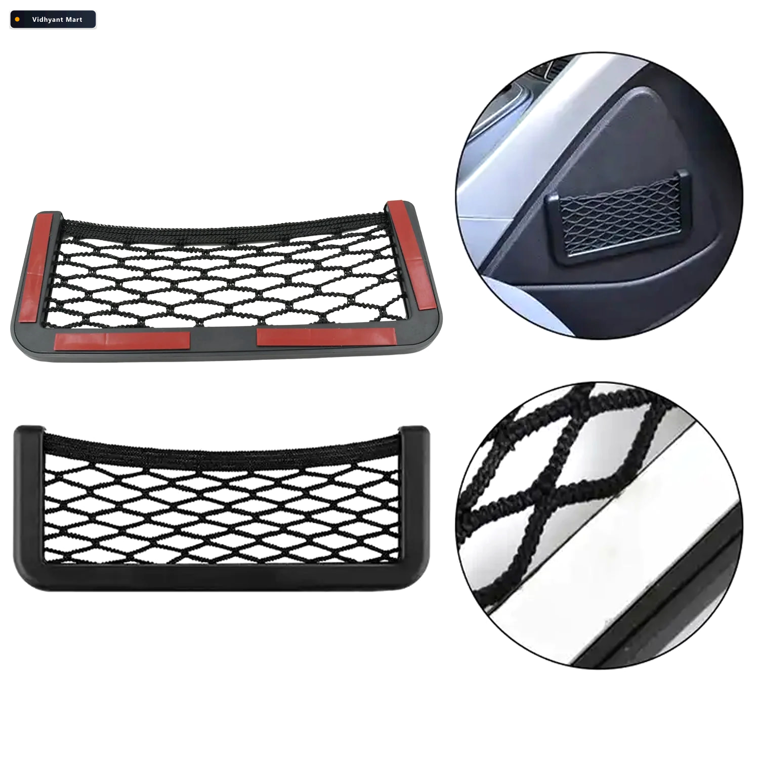 Vidhyant Mart Car Seat Organizer Mesh Storage For Phone Purse Ve 4