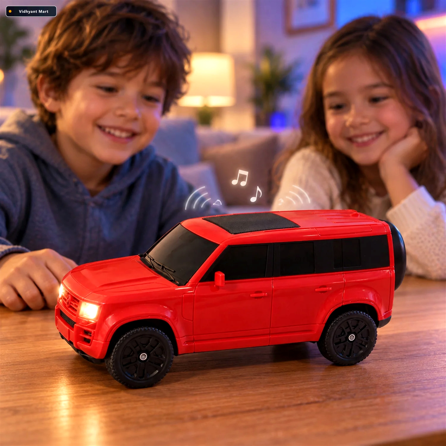 Vidhyant Mart Car Shaped Wireless Speaker With Light Up Headligh 2