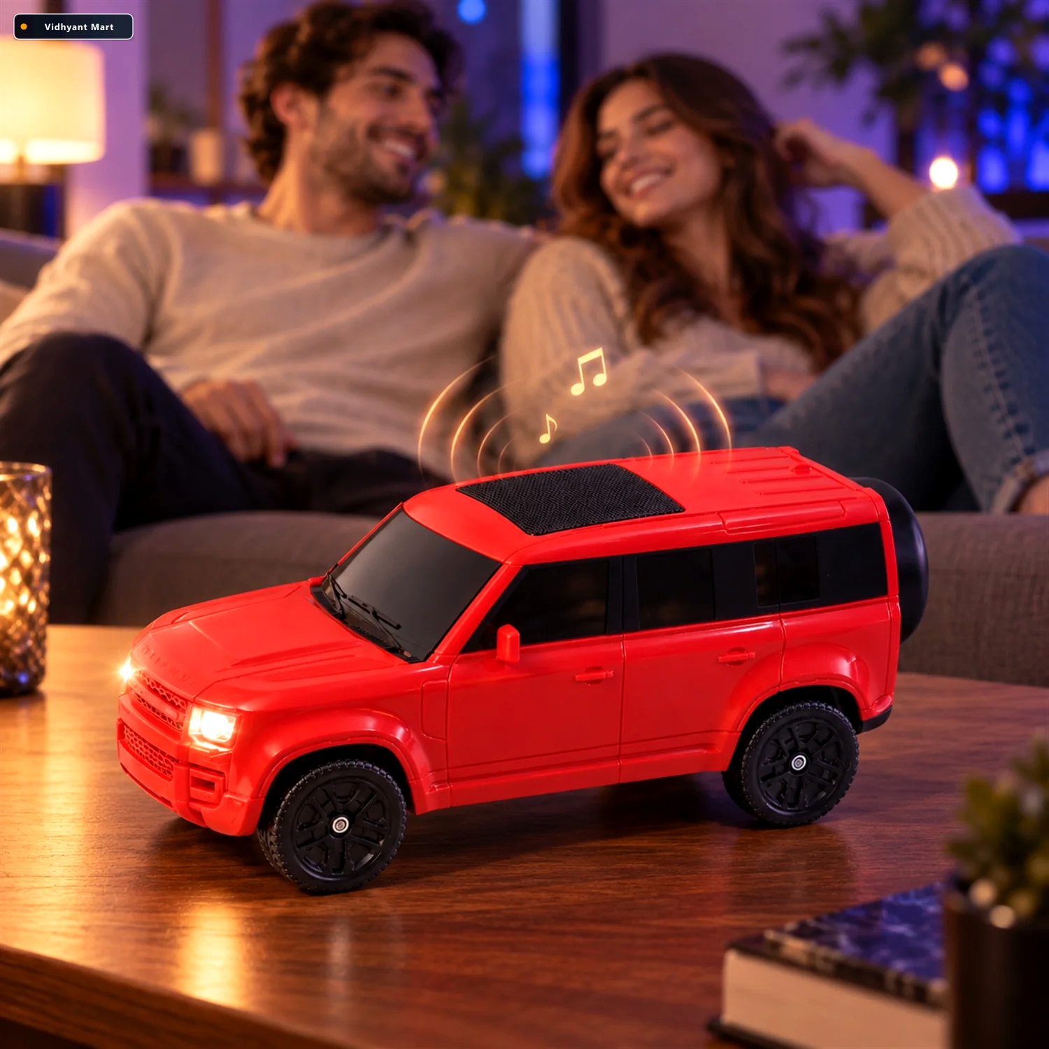 Vidhyant Mart Car Shaped Wireless Speaker With Light Up Headligh 3