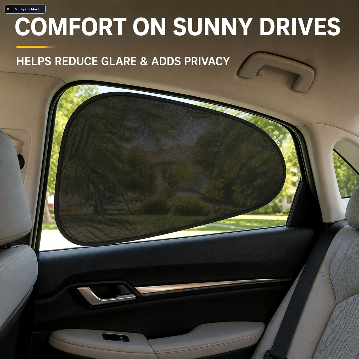 Vidhyant Mart Car Side Window Sun Shade Mesh Cover For Uv Protec 2