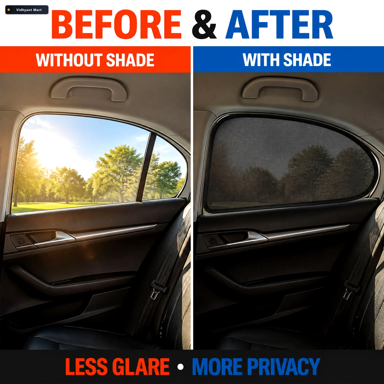 Vidhyant Mart Car Side Window Sun Shade Mesh Cover For Uv Protec 3