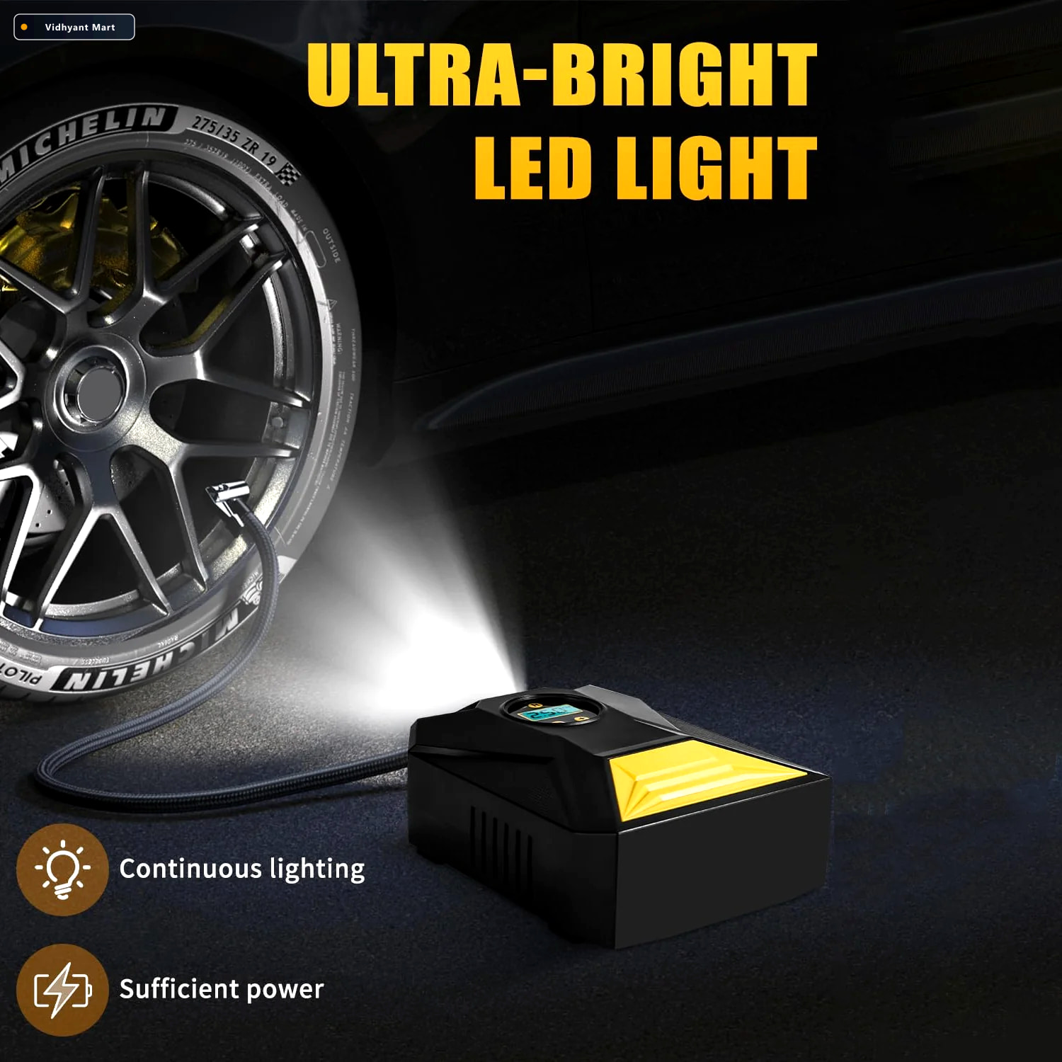 Vidhyant Mart Car Tyre Air Compressor Mini Digital Portable Pump 2