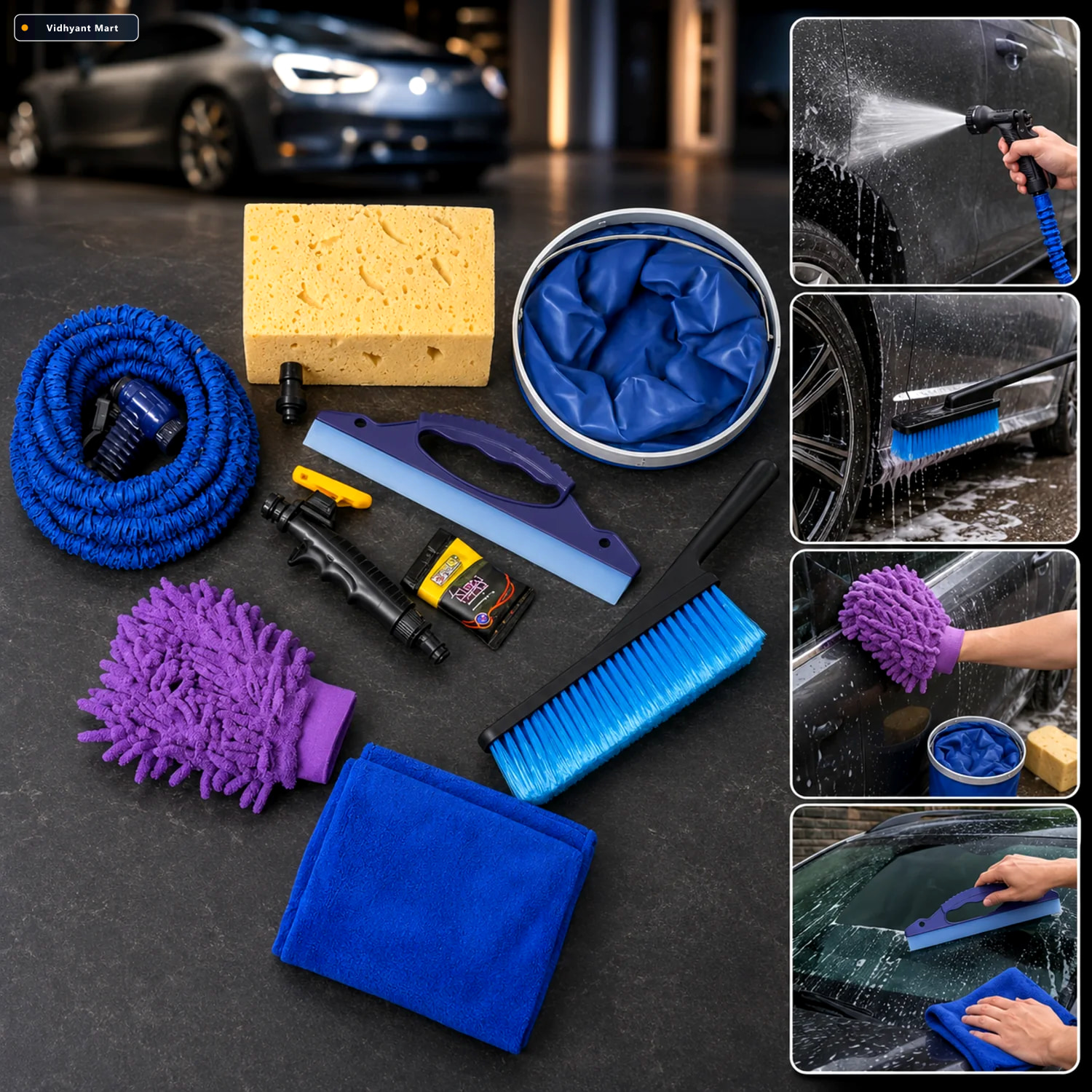 Vidhyant Mart Car Washing Kit Premium 9 In 1 Complete Cleaning S 1