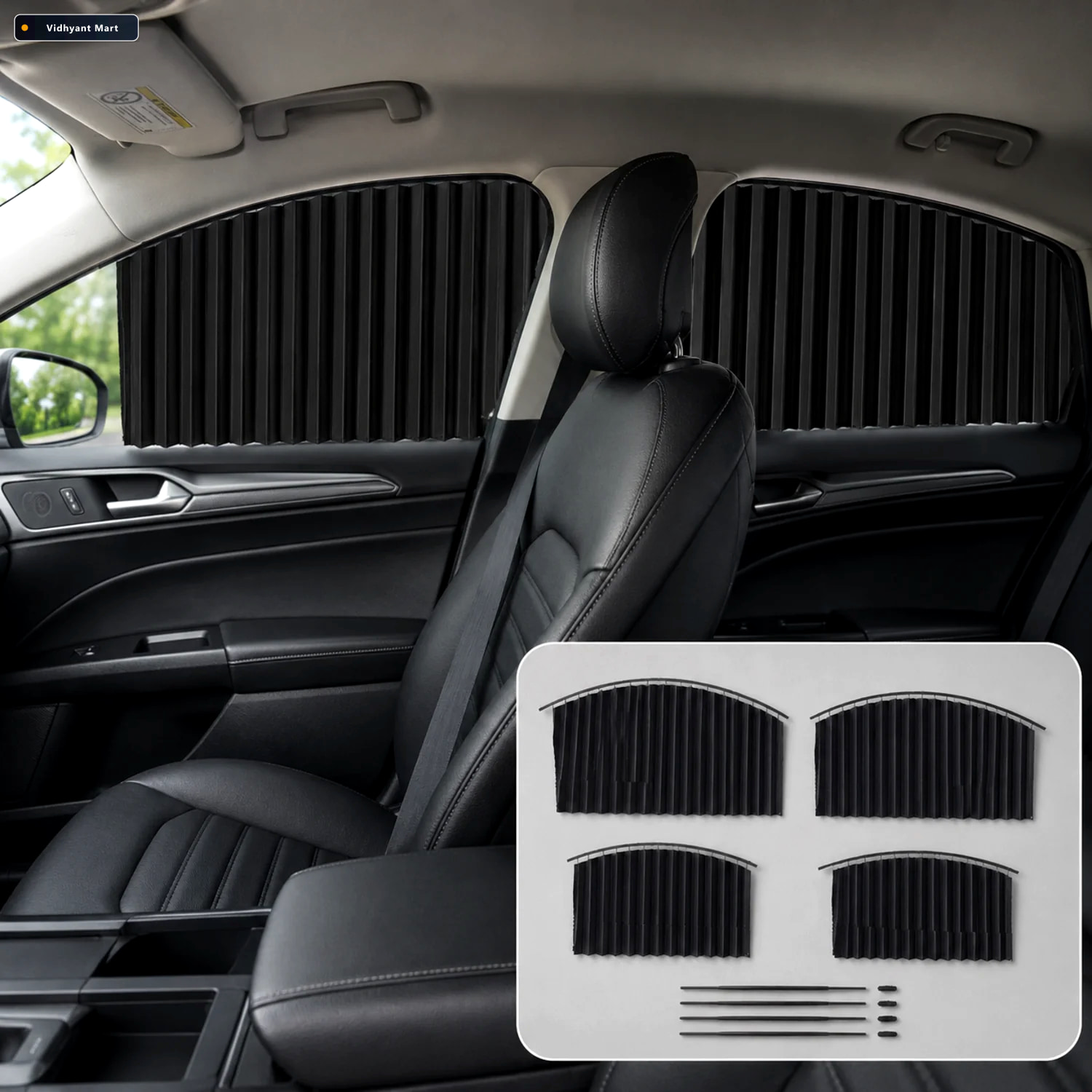 Vidhyant Mart Car Window Sunshade 4 Pcs Magnetic Set For Uv Priv 1
