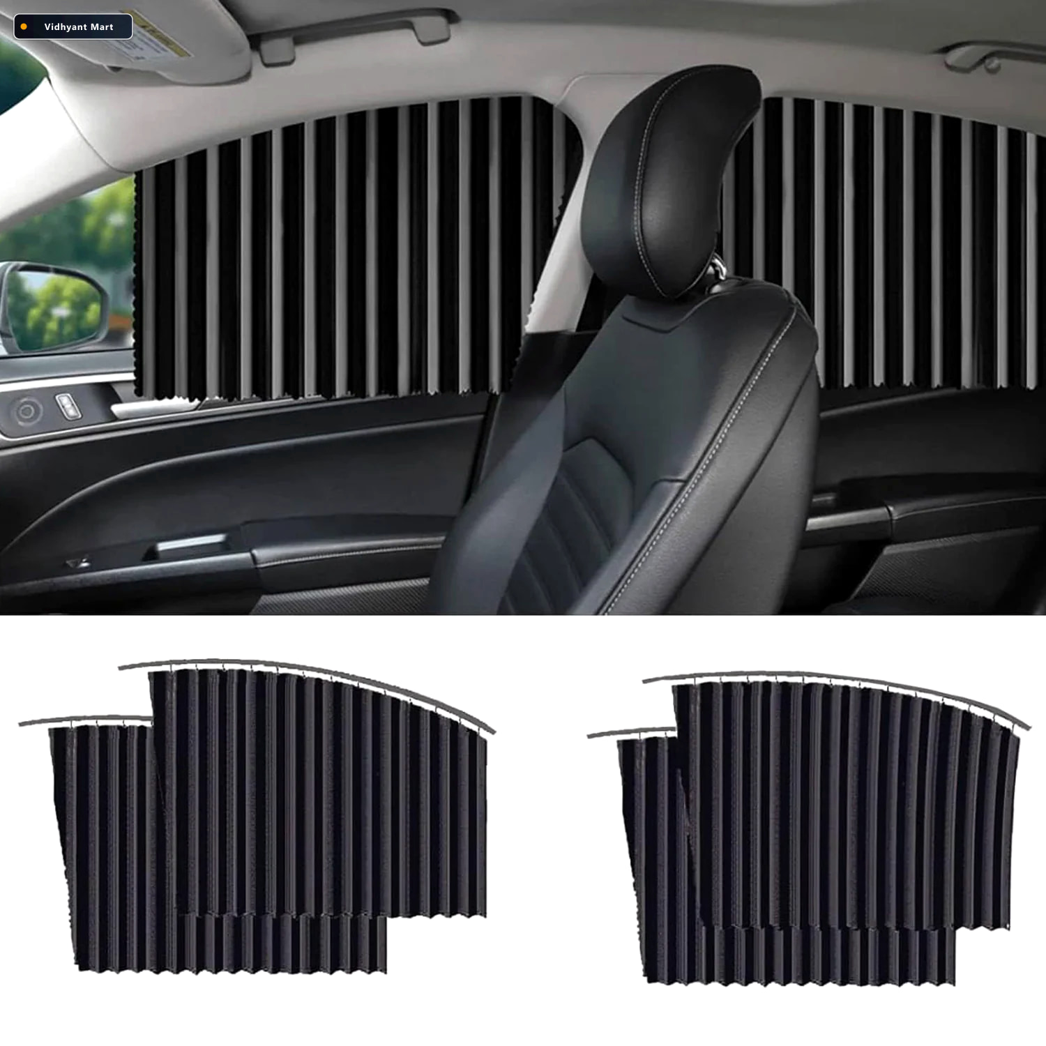 Vidhyant Mart Car Window Sunshade 4 Pcs Magnetic Set For Uv Priv 3