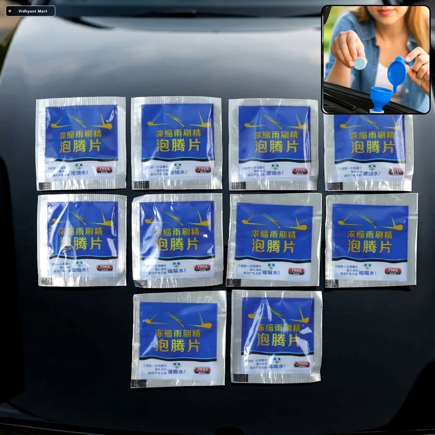 Vidhyant Mart Car Windshield Cleaner Tablets Effective Water Rep 1
