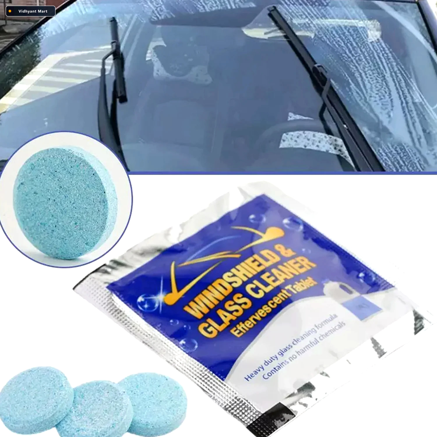 Vidhyant Mart Car Windshield Cleaning Tablet Effective Streak Fr 4