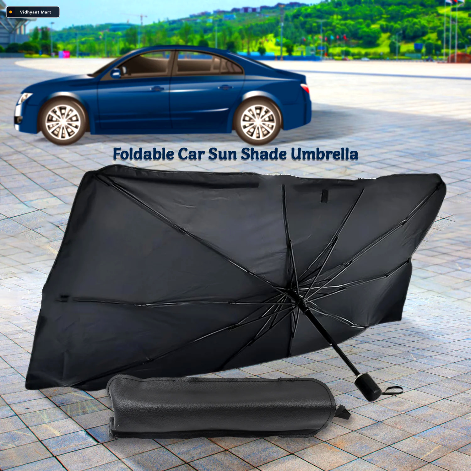 Vidhyant Mart Car Windshield Sun Shade Foldable Uv Protector Vel 1