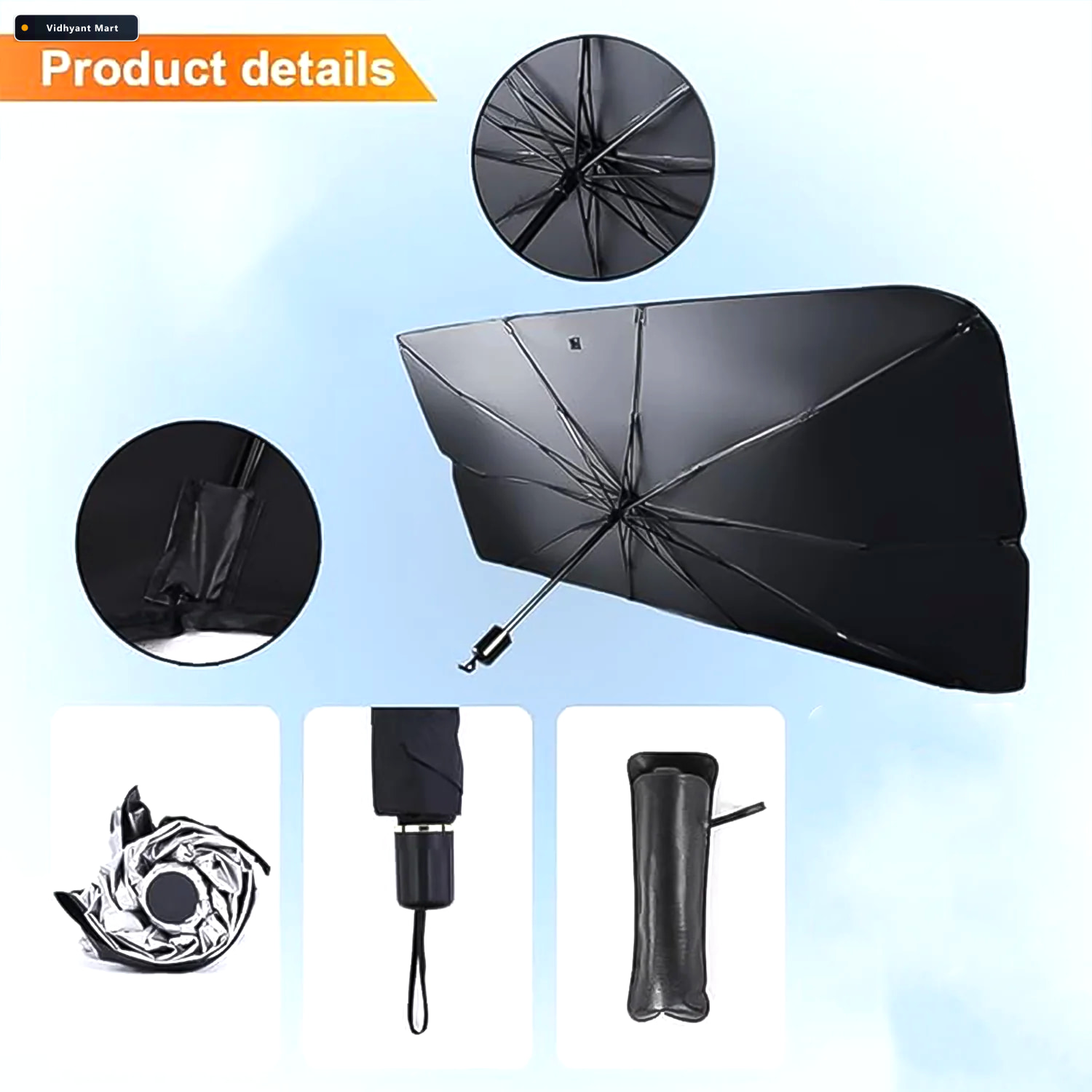 Vidhyant Mart Car Windshield Sun Shade Foldable Uv Protector Vel 3