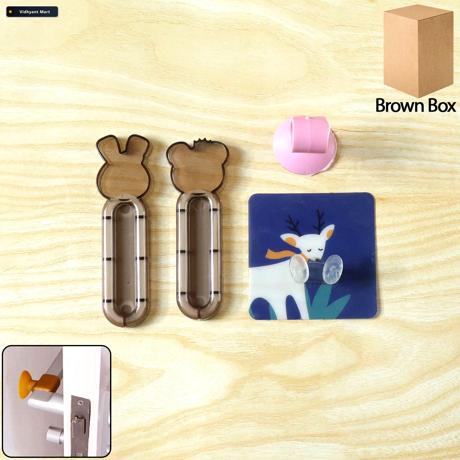 Vidhyant Mart Cartoon Animal Door Stopper Set Soft Wall Protecti 1