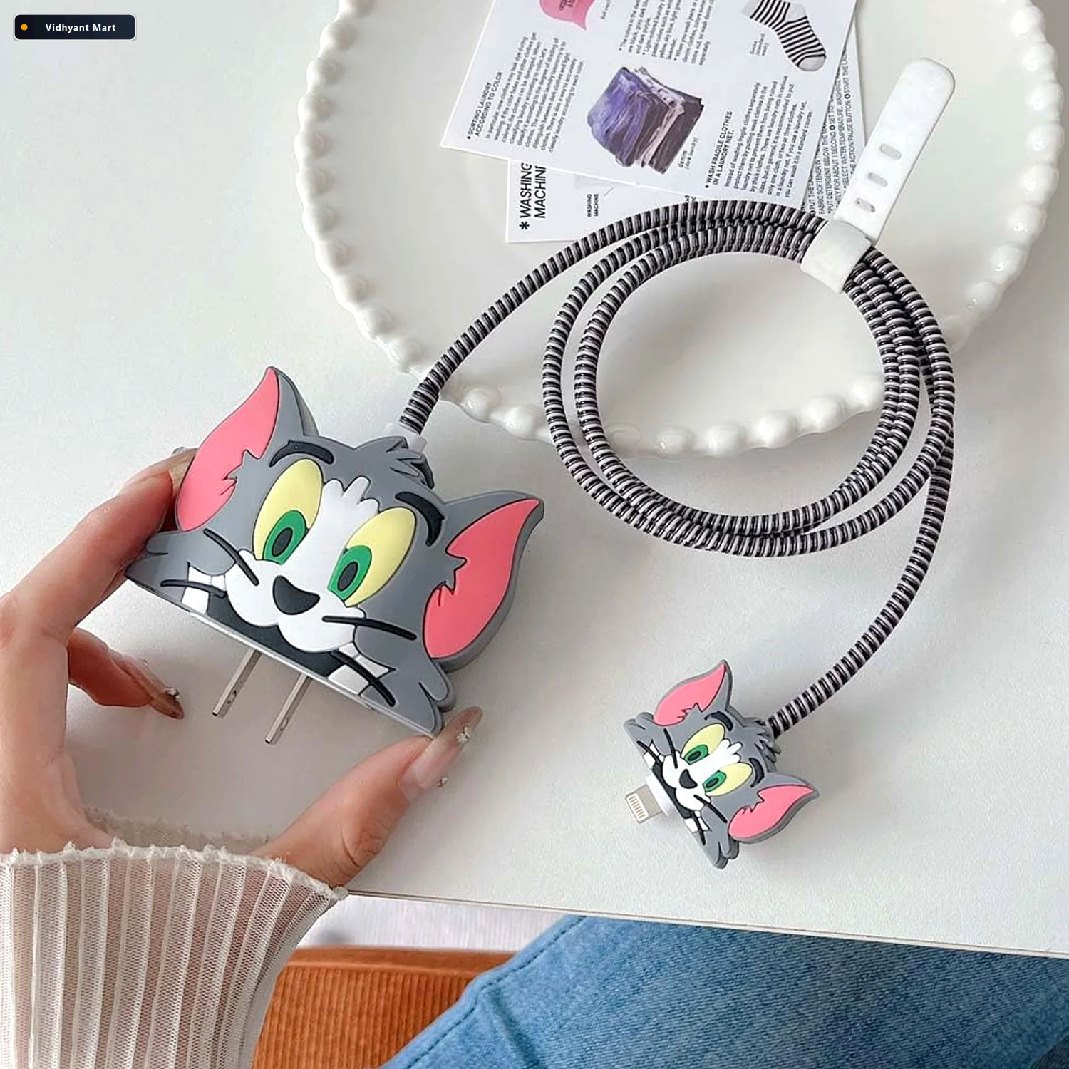 Vidhyant Mart Cartoon Charger Cover Silicon Protector For Iphone 4