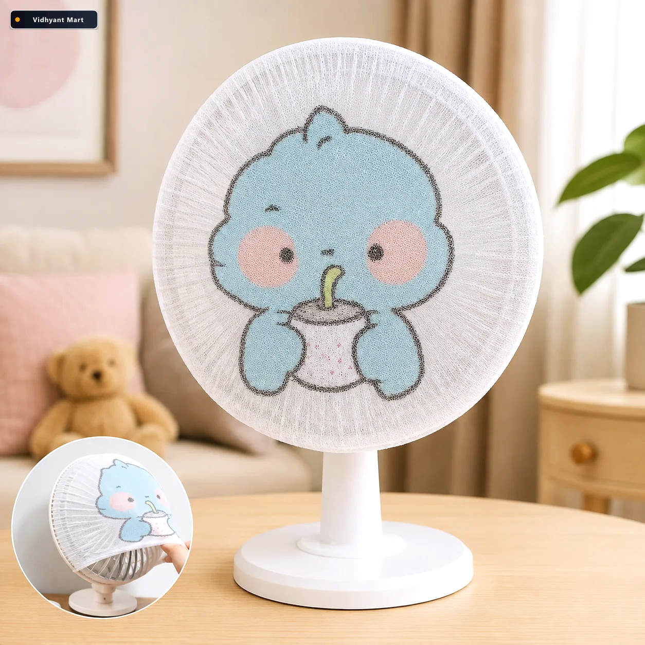 Vidhyant Mart Cartoon Fabric Mesh Fan Cover Elastic Fit Child Sa 1