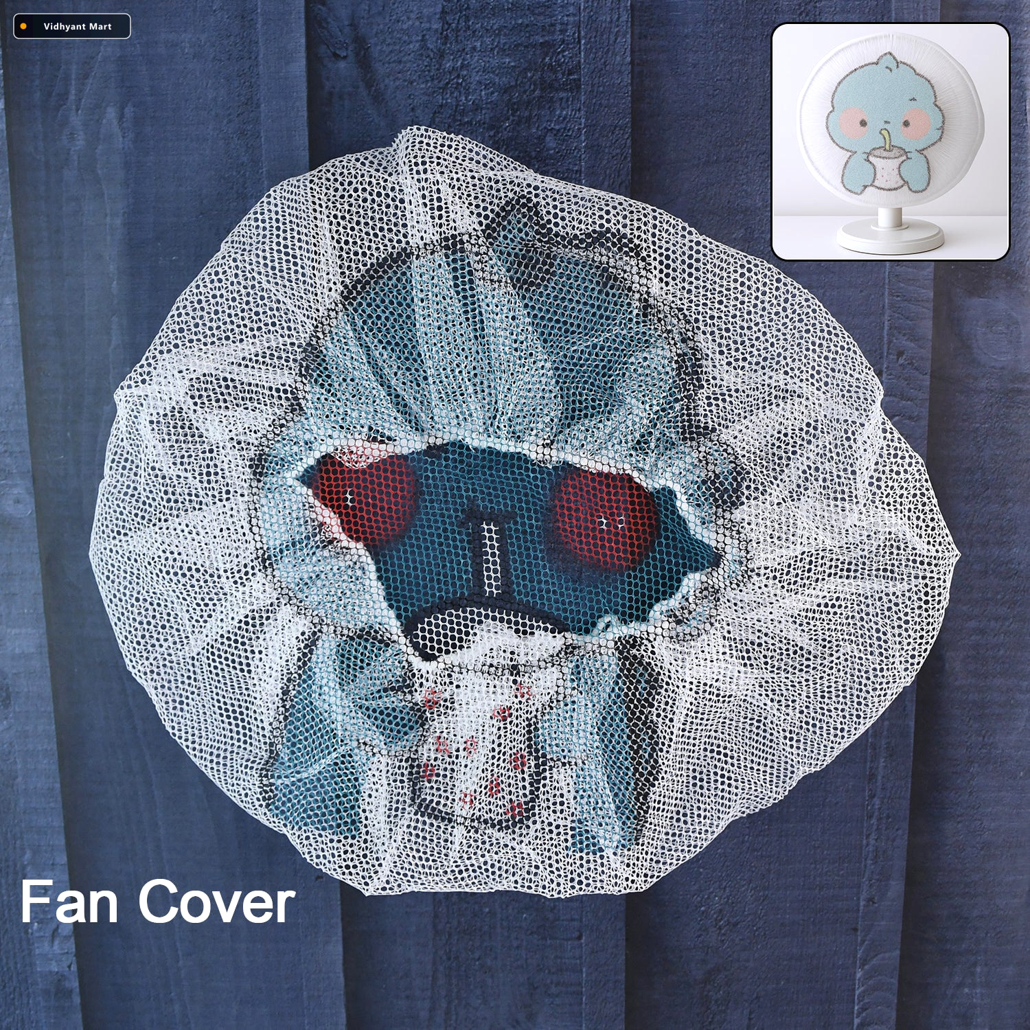 Vidhyant Mart Cartoon Fabric Mesh Fan Cover Elastic Fit Child Sa 4