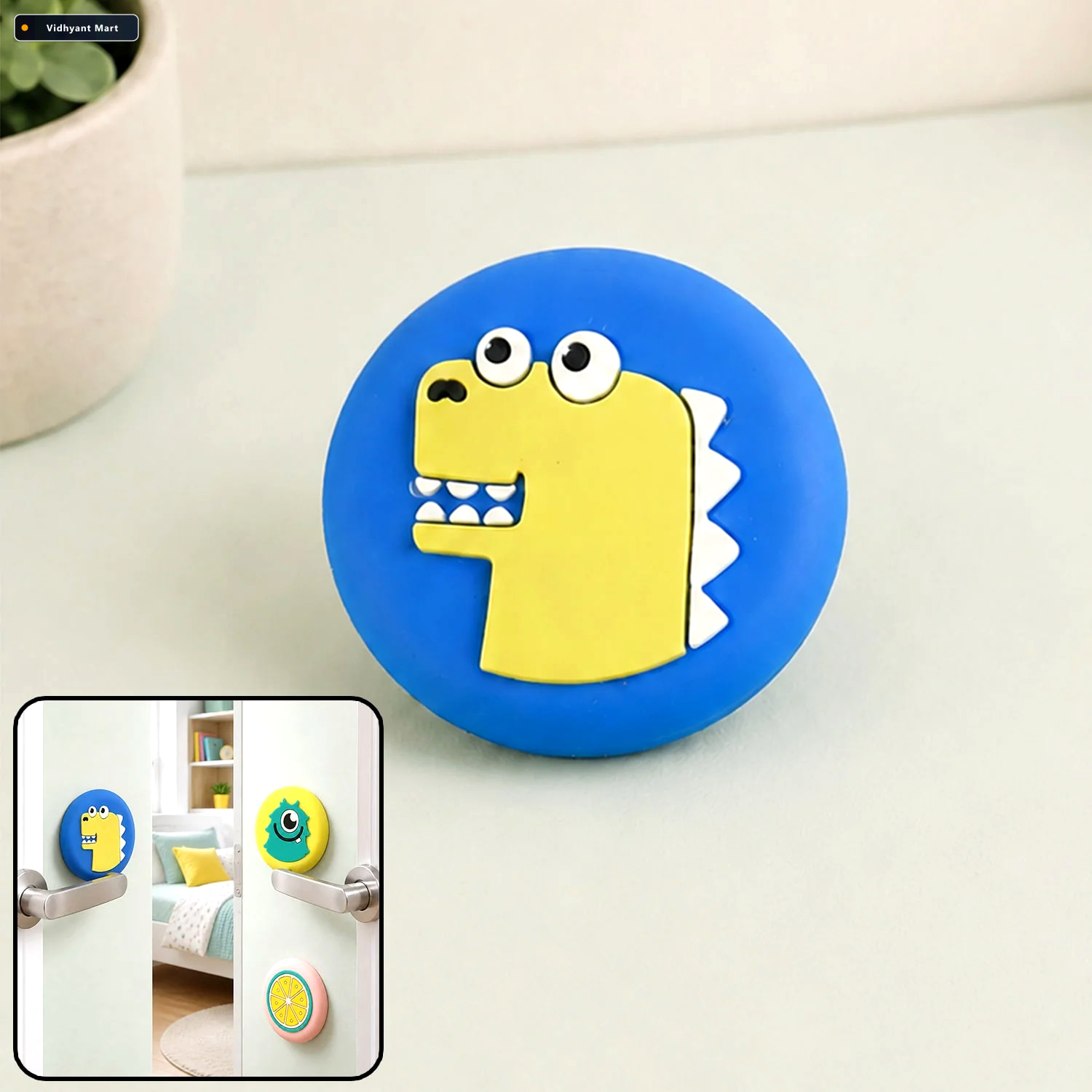 Vidhyant Mart Cartoon Fruit Wall Door Stopper Soft Cushioned Bum 1