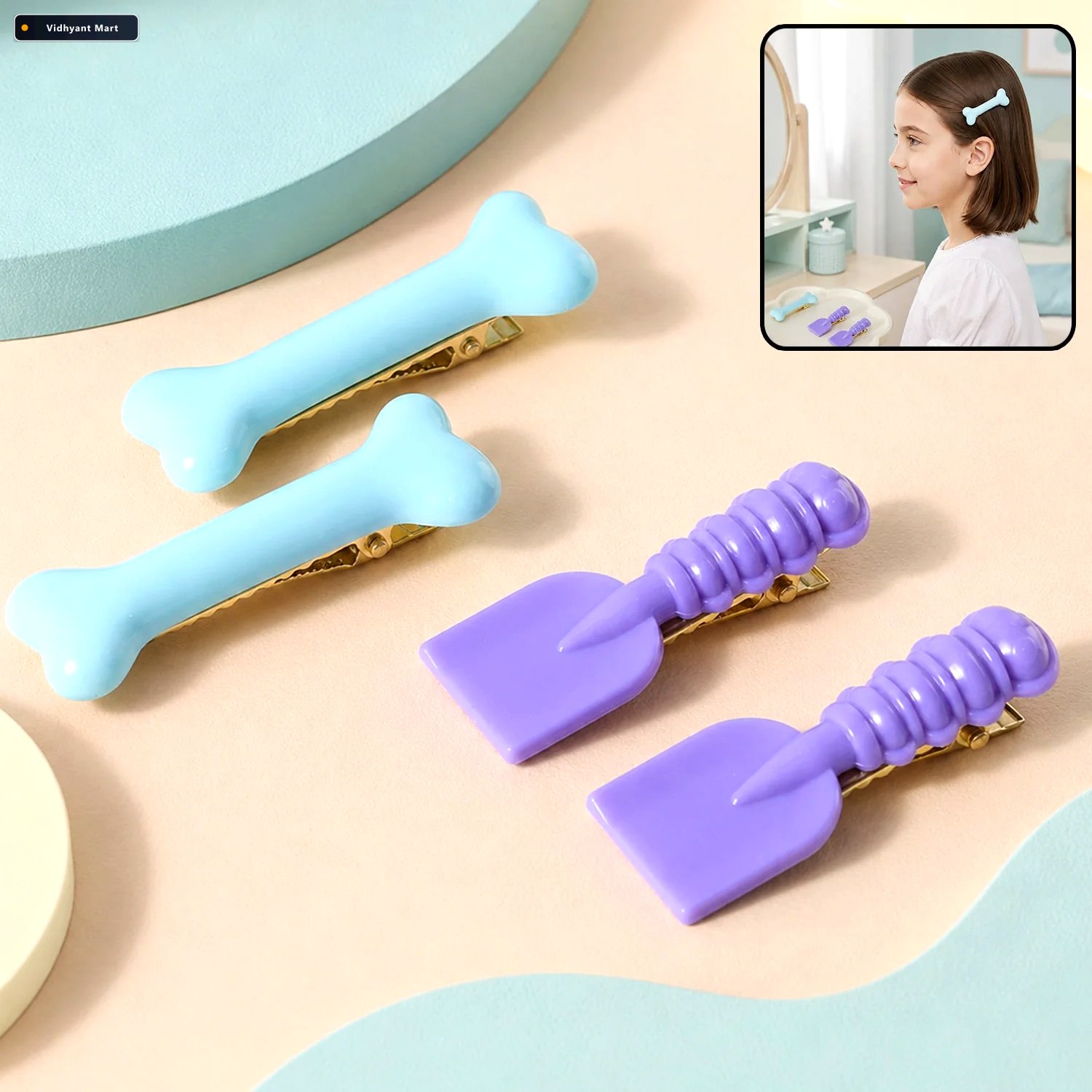 Vidhyant Mart Cartoon Hair Clip Set Cute Lightweight 4 Piece For 1