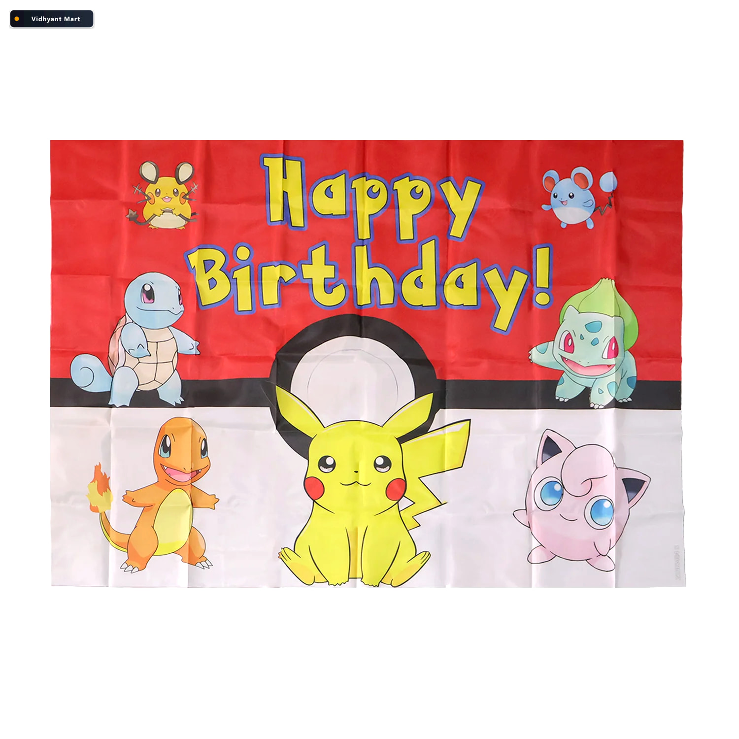 Vidhyant Mart Cartoon Happy Birthday Party Backdrop Curtain For 4