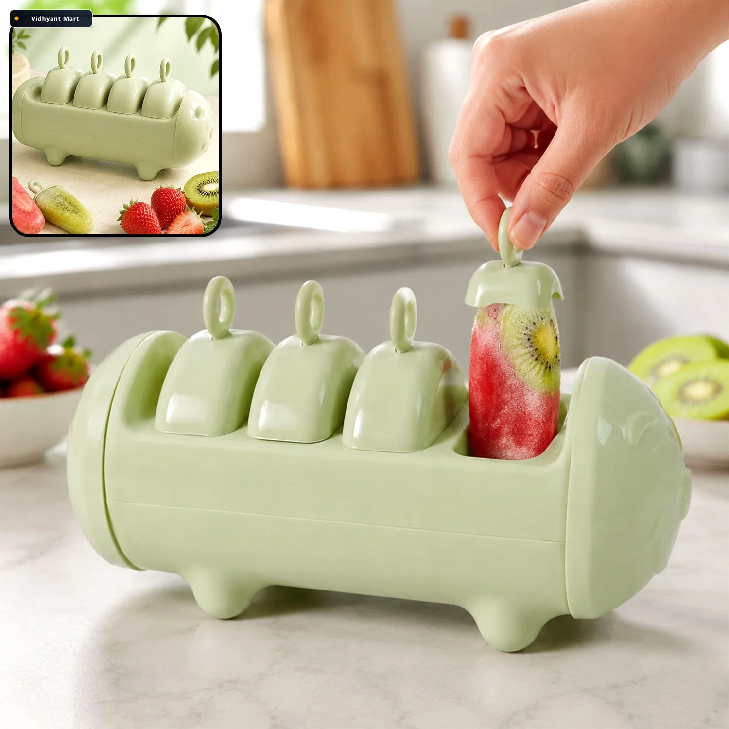Vidhyant Mart Cartoon Ice Candy Mold 4 Cup Set For Diy Popsicles 1