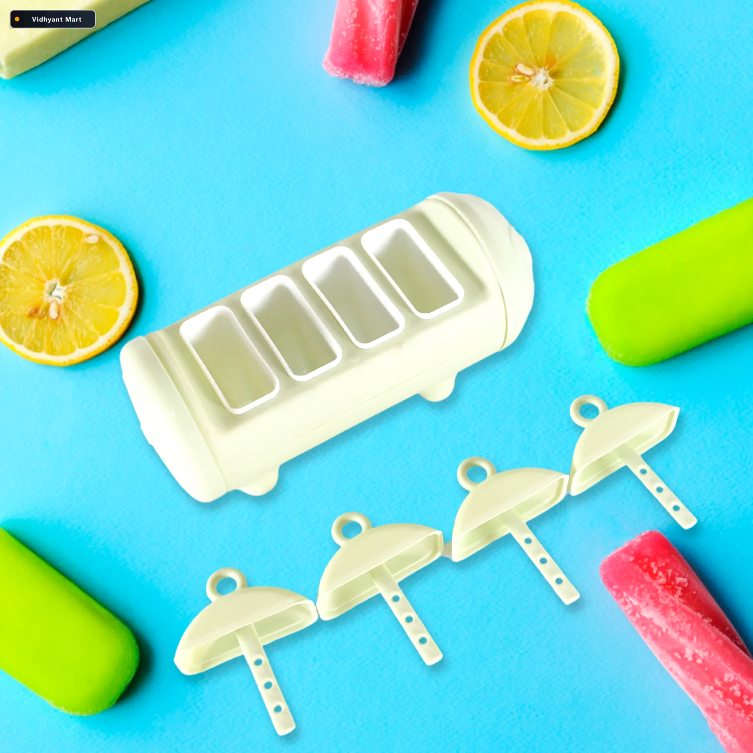 Vidhyant Mart Cartoon Ice Candy Mold 4 Cup Set For Diy Popsicles 3