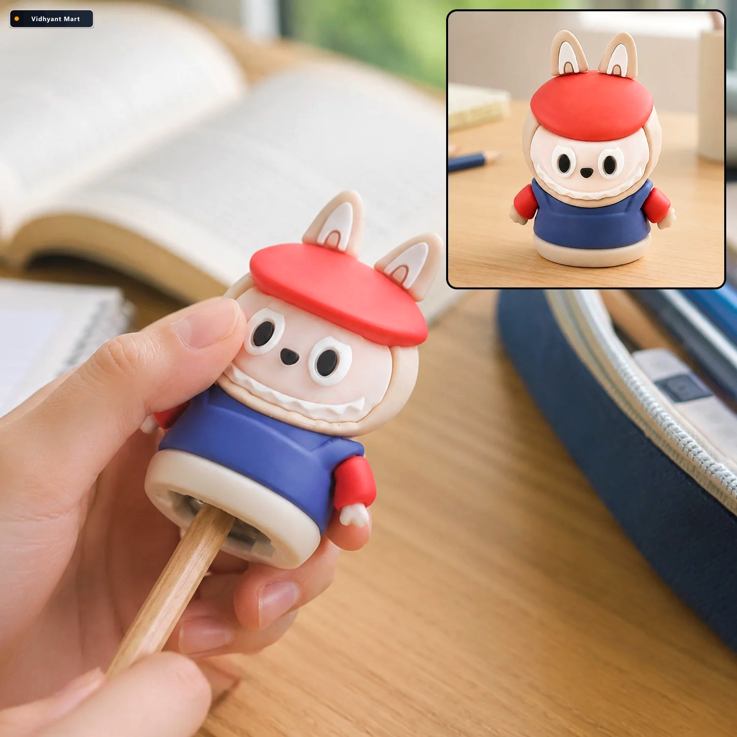 Vidhyant Mart Cartoon Pencil Sharpener Dual Function With Built 1