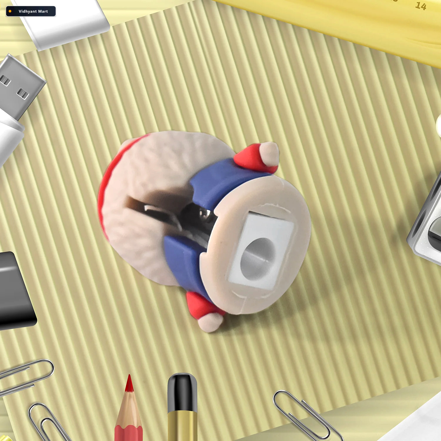 Vidhyant Mart Cartoon Pencil Sharpener Dual Function With Built 3