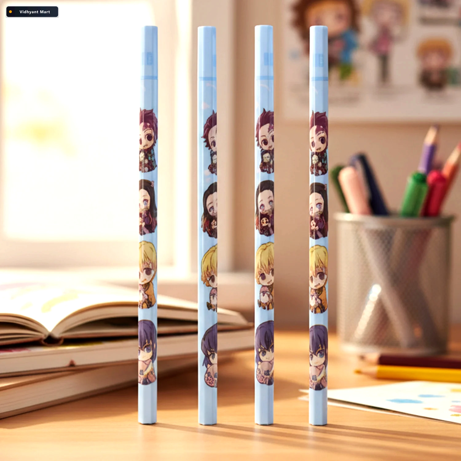 Vidhyant Mart Cartoon Printed Pencil Set 4 Cute School Writing P 1