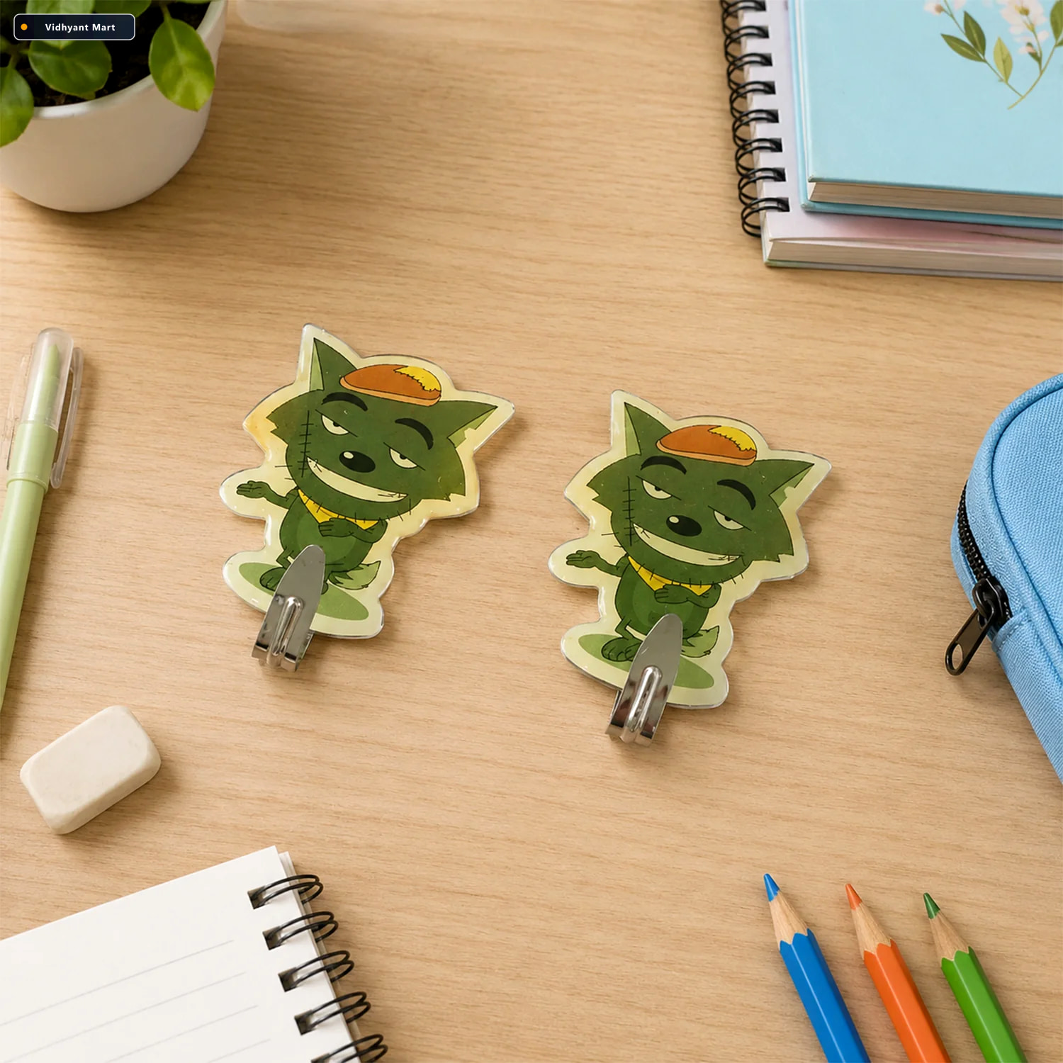 Vidhyant Mart Cartoon Self Adhesive Wall Hooks For Keys Bags Tow 2