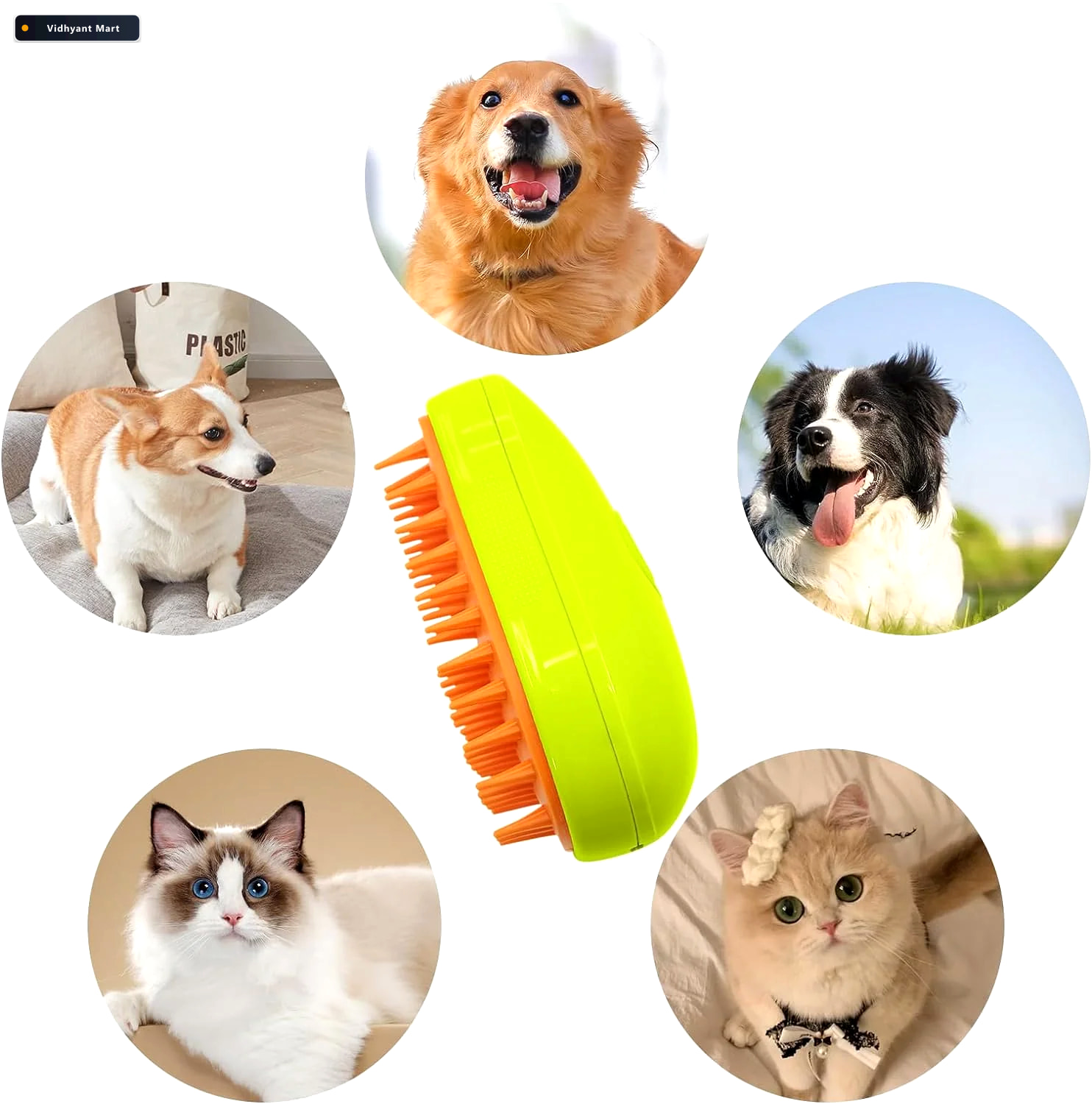 Vidhyant Mart Cat Steamy Brush 3 In 1 Pet Grooming Hair Removal 2