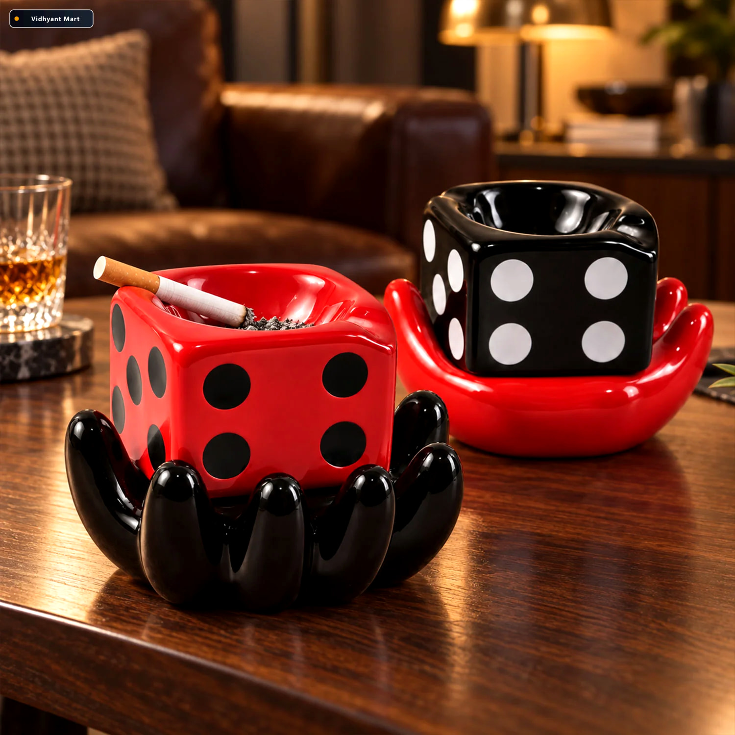 Vidhyant Mart Ceramic Ashtray Colourful Retro Smoking Accessory 2