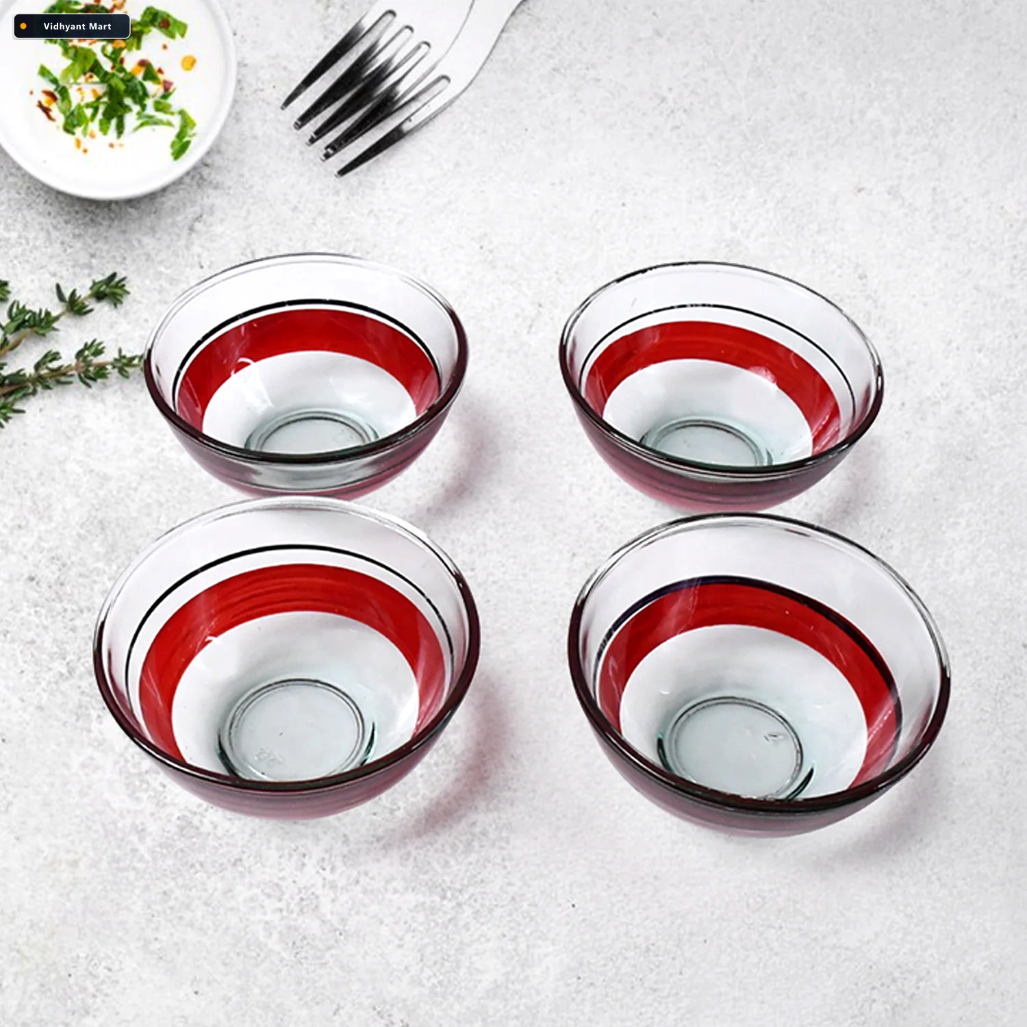 Vidhyant Mart Ceramic Cup And Glass Bowl Set Stylish 9 Piece Din 2
