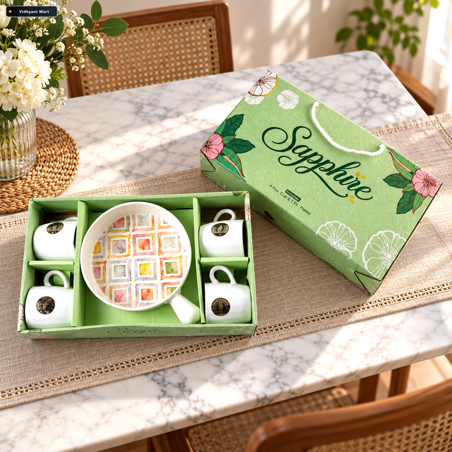 Vidhyant Mart Ceramic Cup And Platter Set For Tea Coffee And Sna 1
