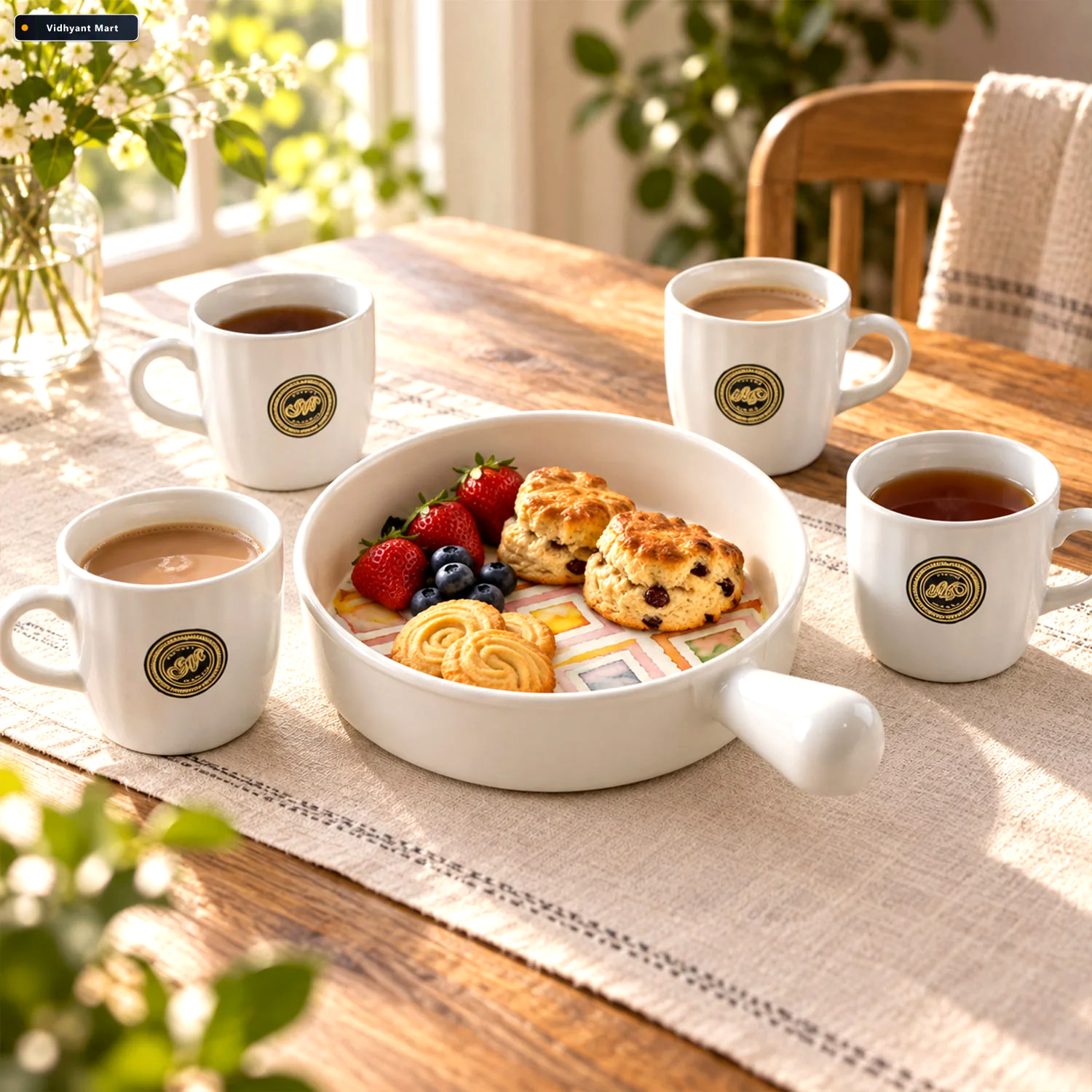 Vidhyant Mart Ceramic Cup And Platter Set For Tea Coffee And Sna 2