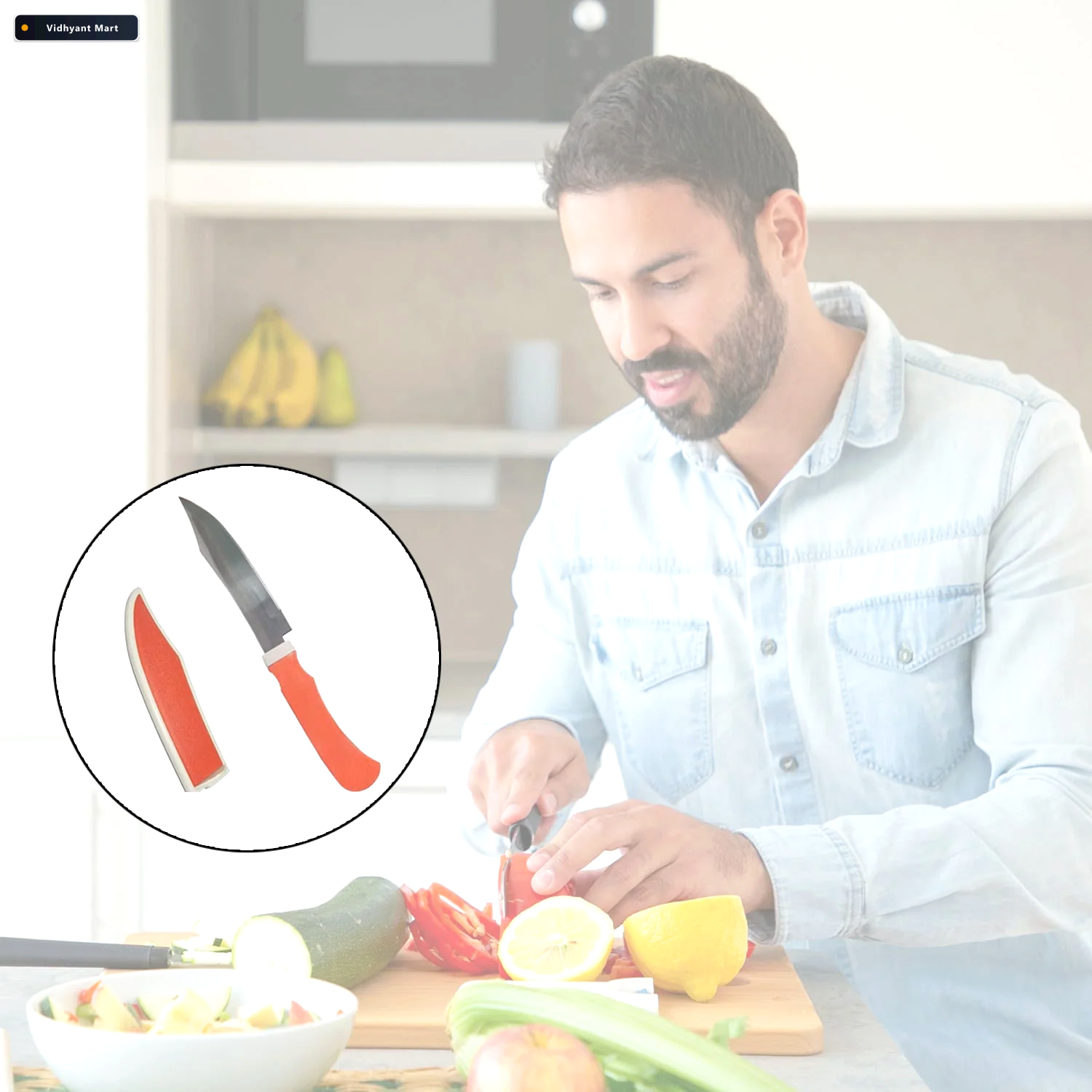 Vidhyant Mart Ceramic Kitchen Knife Sharp Zirconium Blade Cover 3