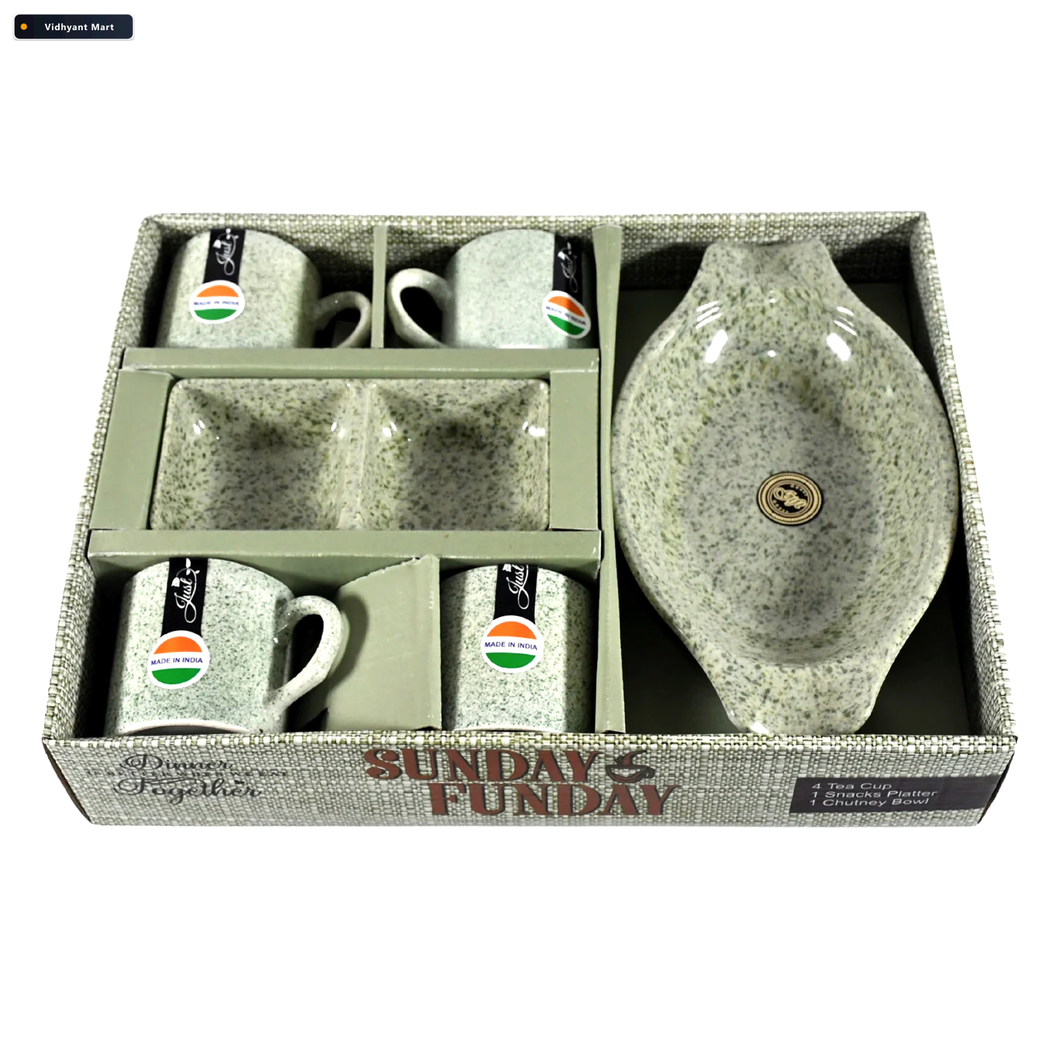 Vidhyant Mart Ceramic Snack Tea Set 6 Piece Serving Serve Stella 4