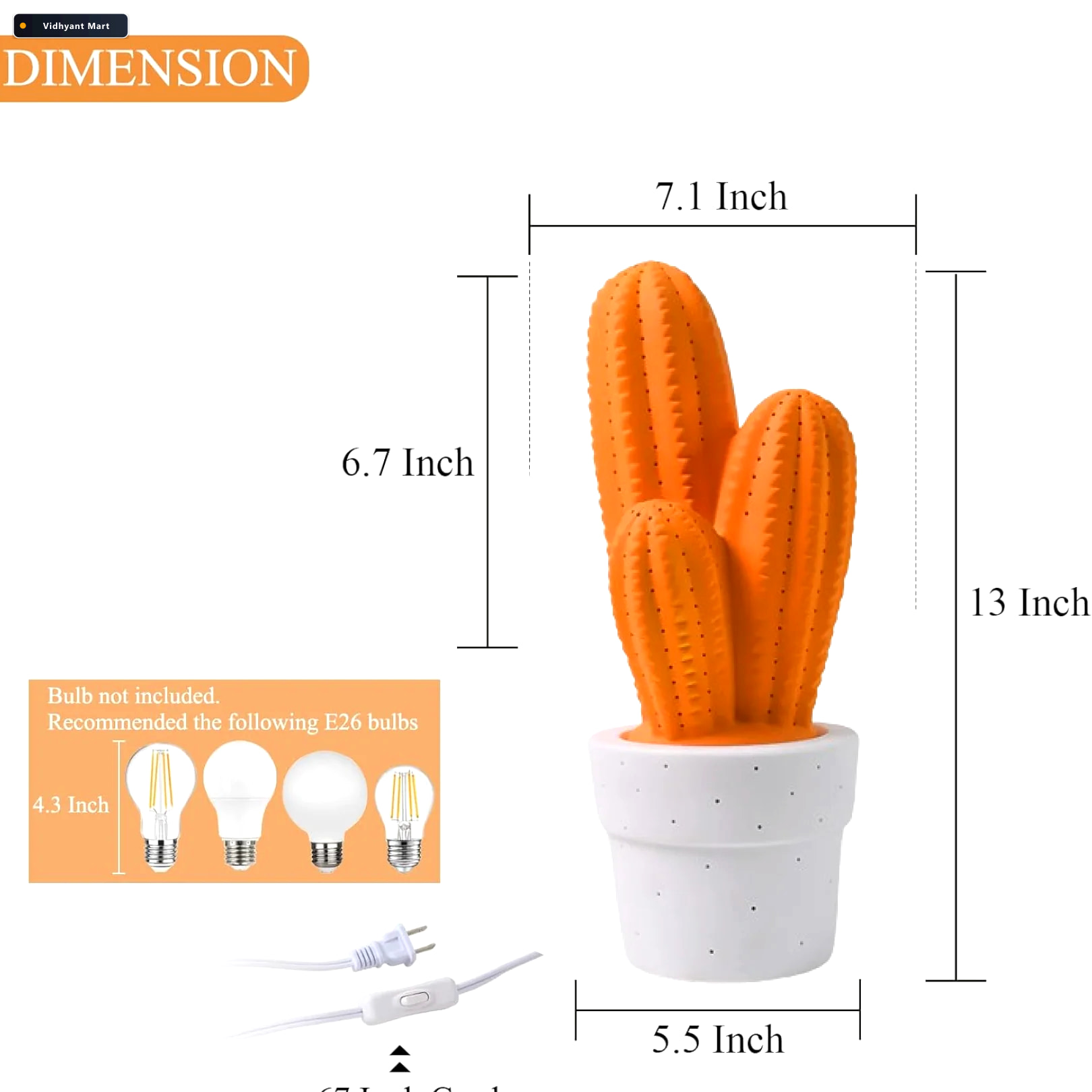 Vidhyant Mart Ceramic Table Lamp Elegant Big Ambient Light For H 2