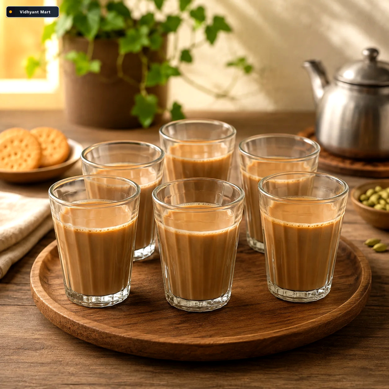 Vidhyant Mart Chai Pyali Glass Set 6 Pcs Transparent Unbreakable 1