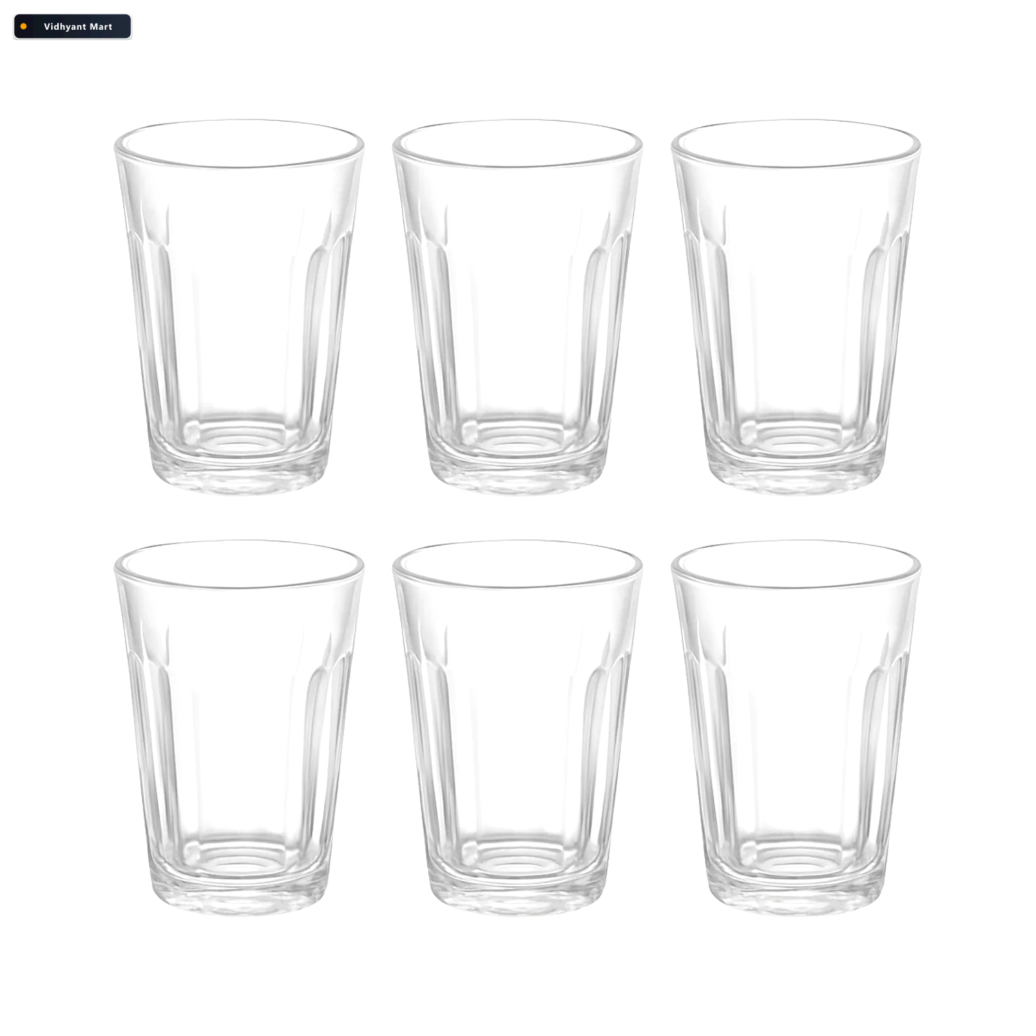 Vidhyant Mart Chai Pyali Glass Set 6 Pcs Transparent Unbreakable 4