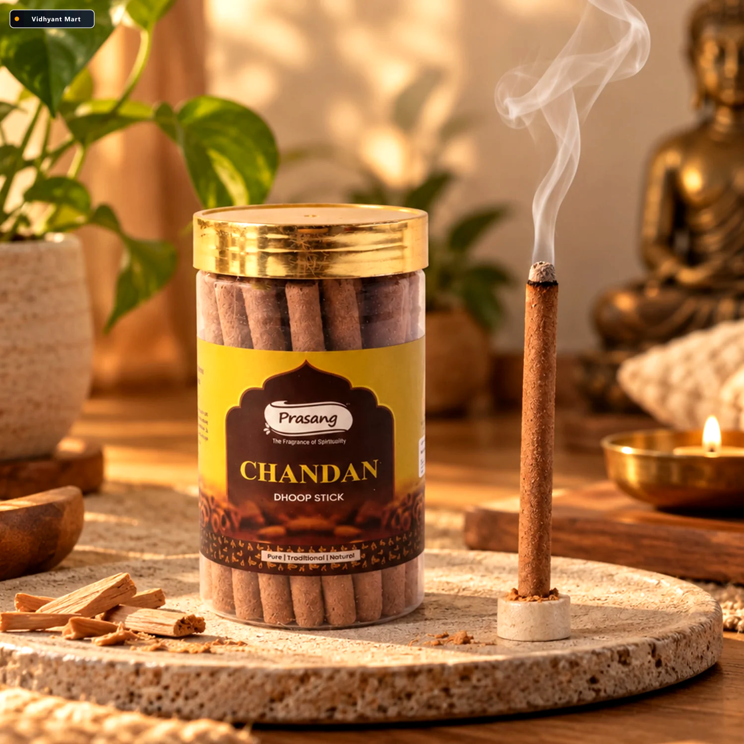 Vidhyant Mart Chandan Dhoop Sticks Jar For Daily Puja Prayer And 1