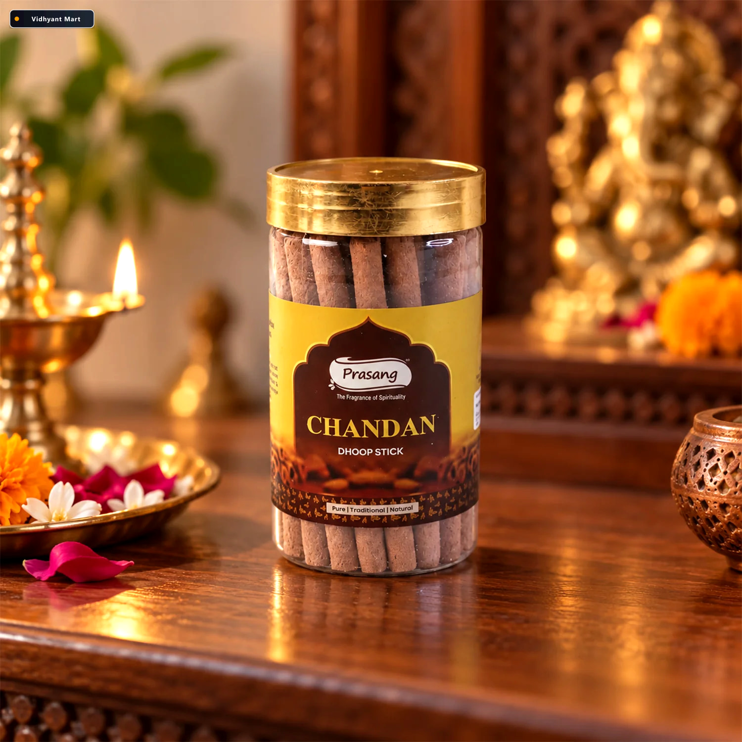 Vidhyant Mart Chandan Dhoop Sticks Jar For Daily Puja Prayer And 2