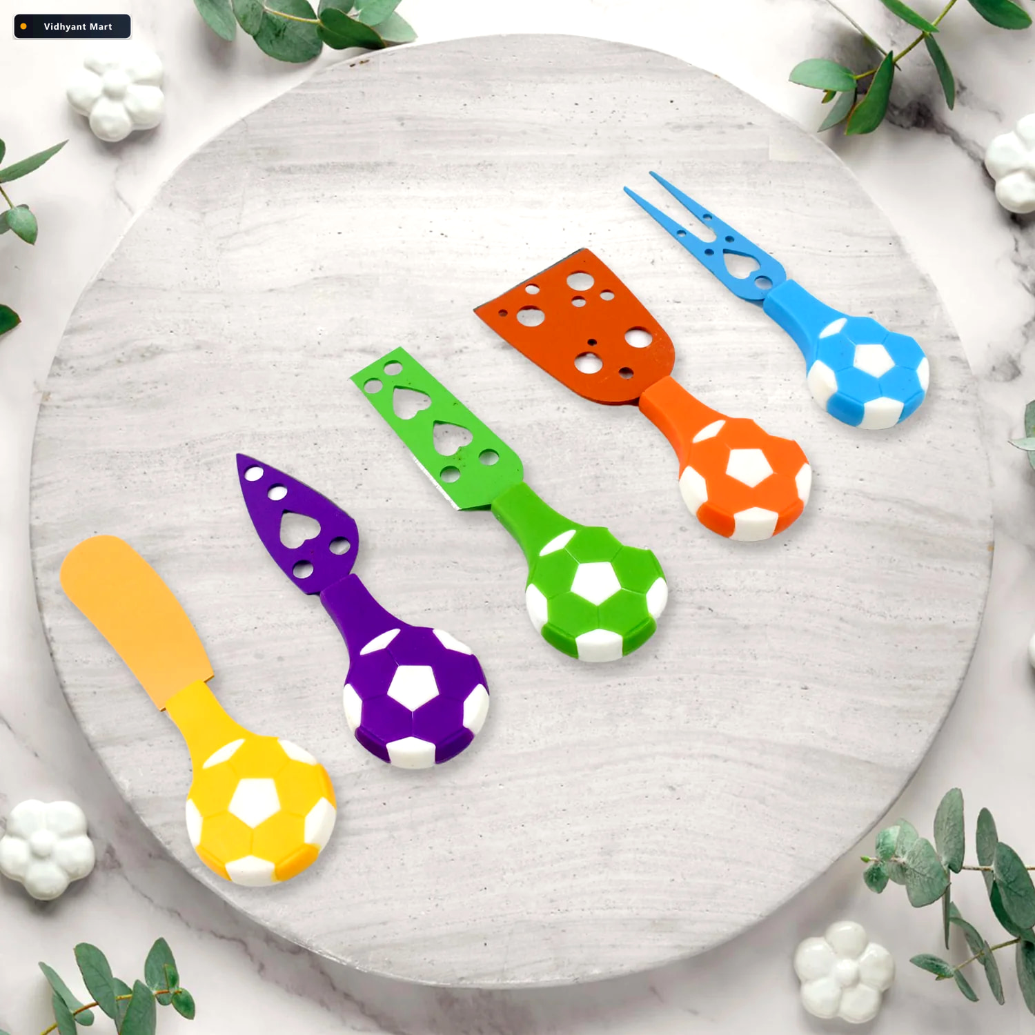 Vidhyant Mart Cheese Knife Set Stainless Steel Football Theme 5 2