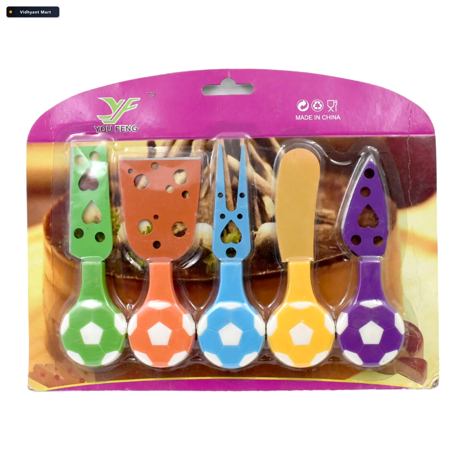 Vidhyant Mart Cheese Knife Set Stainless Steel Football Theme 5 4