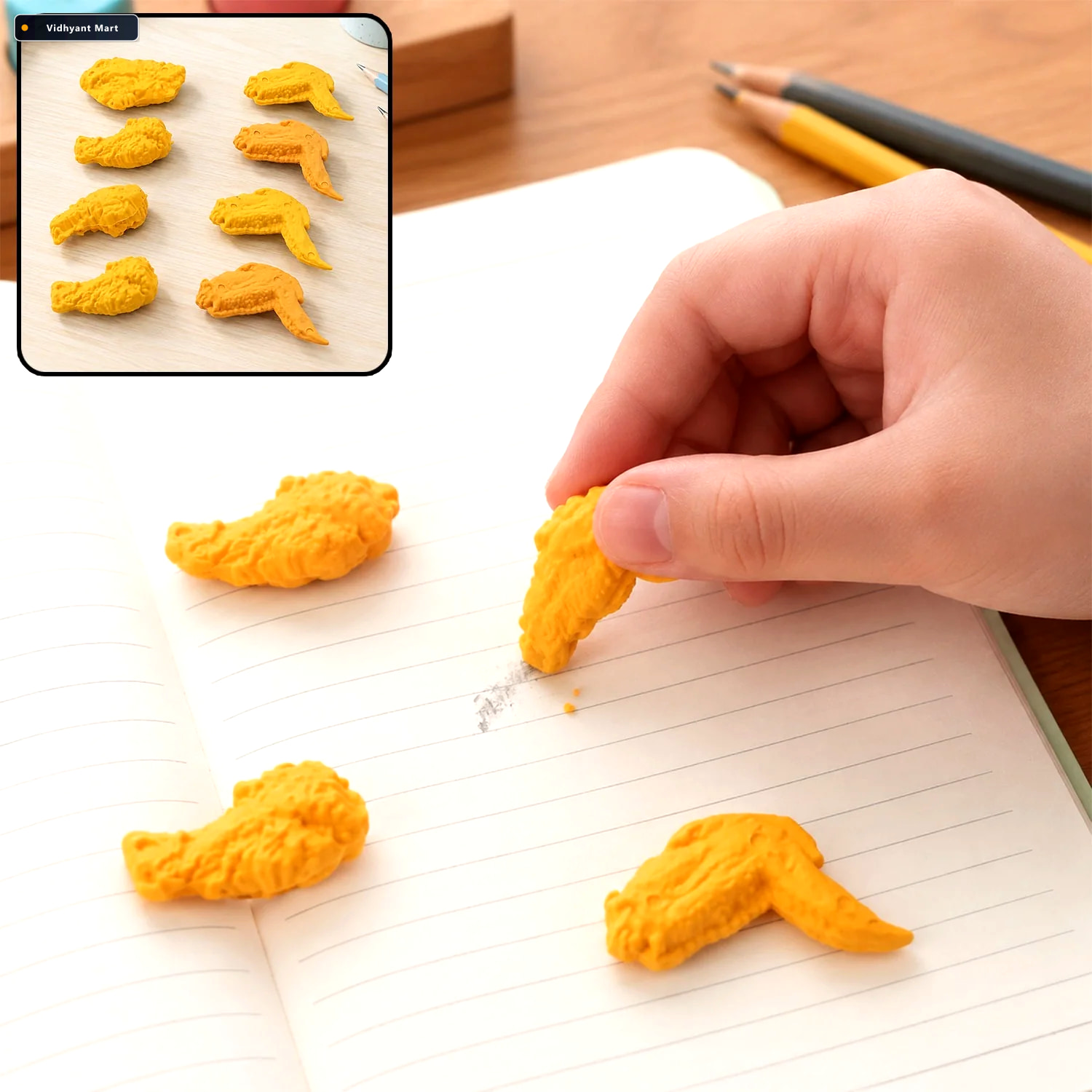 Vidhyant Mart Chicken Erasers Fun Wing Leg Set Tinytrendy 1