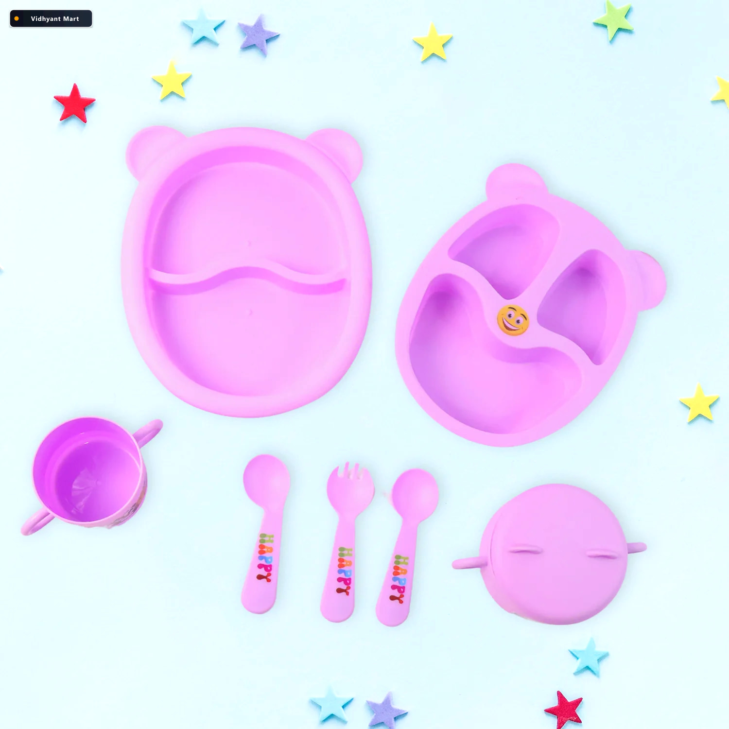 Vidhyant Mart Childrens Tableware Dining Set Durable Panda Print 2