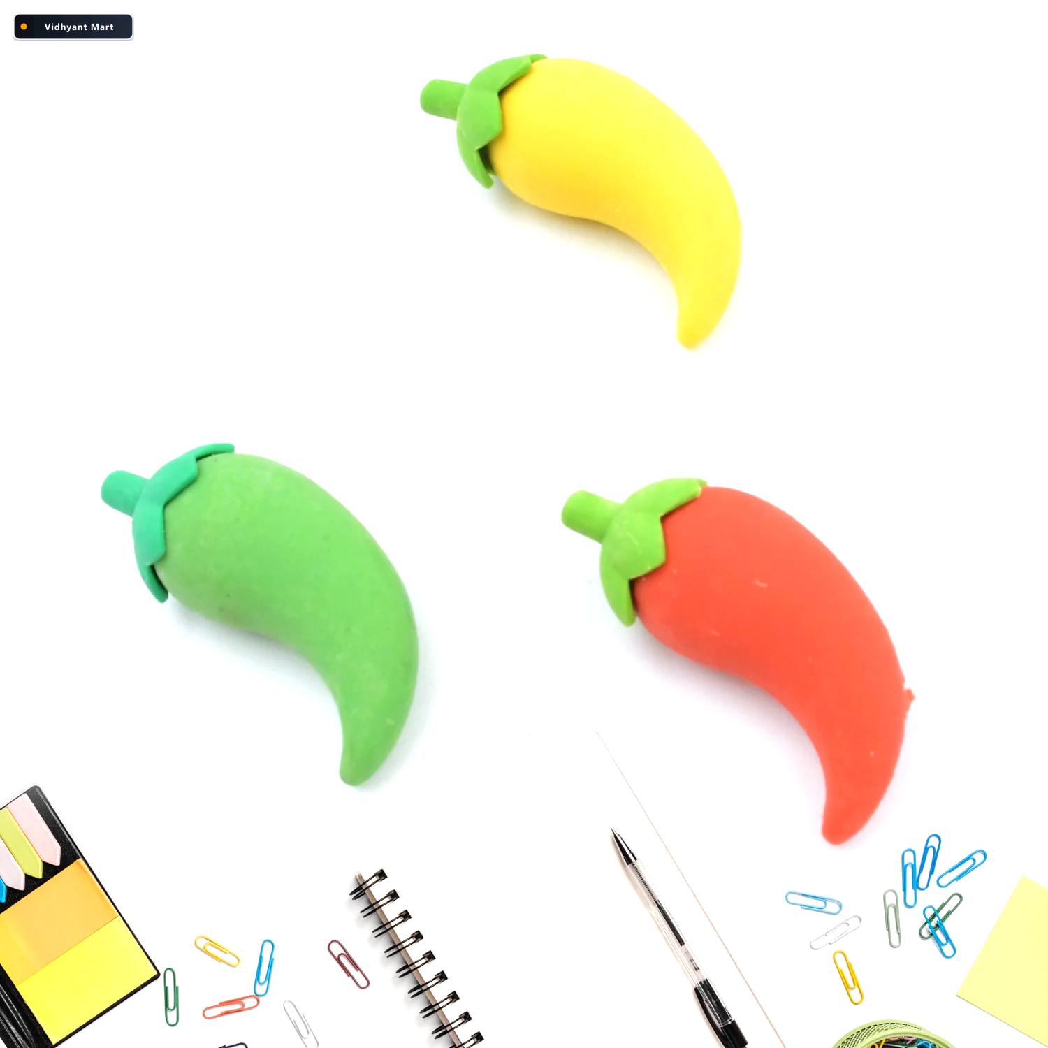 Vidhyant Mart Chili Shape Erasers Fun 3d Mini Eraser Set 3 Pc Wr 2