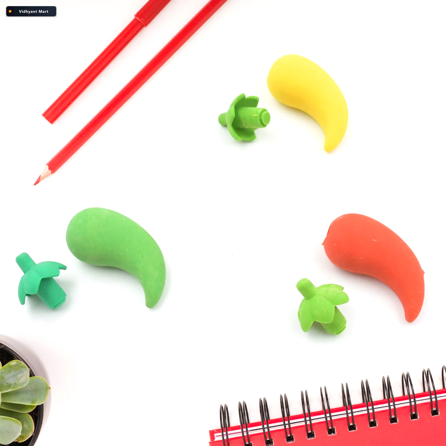 Vidhyant Mart Chili Shape Erasers Fun 3d Mini Eraser Set 3 Pc Wr 3
