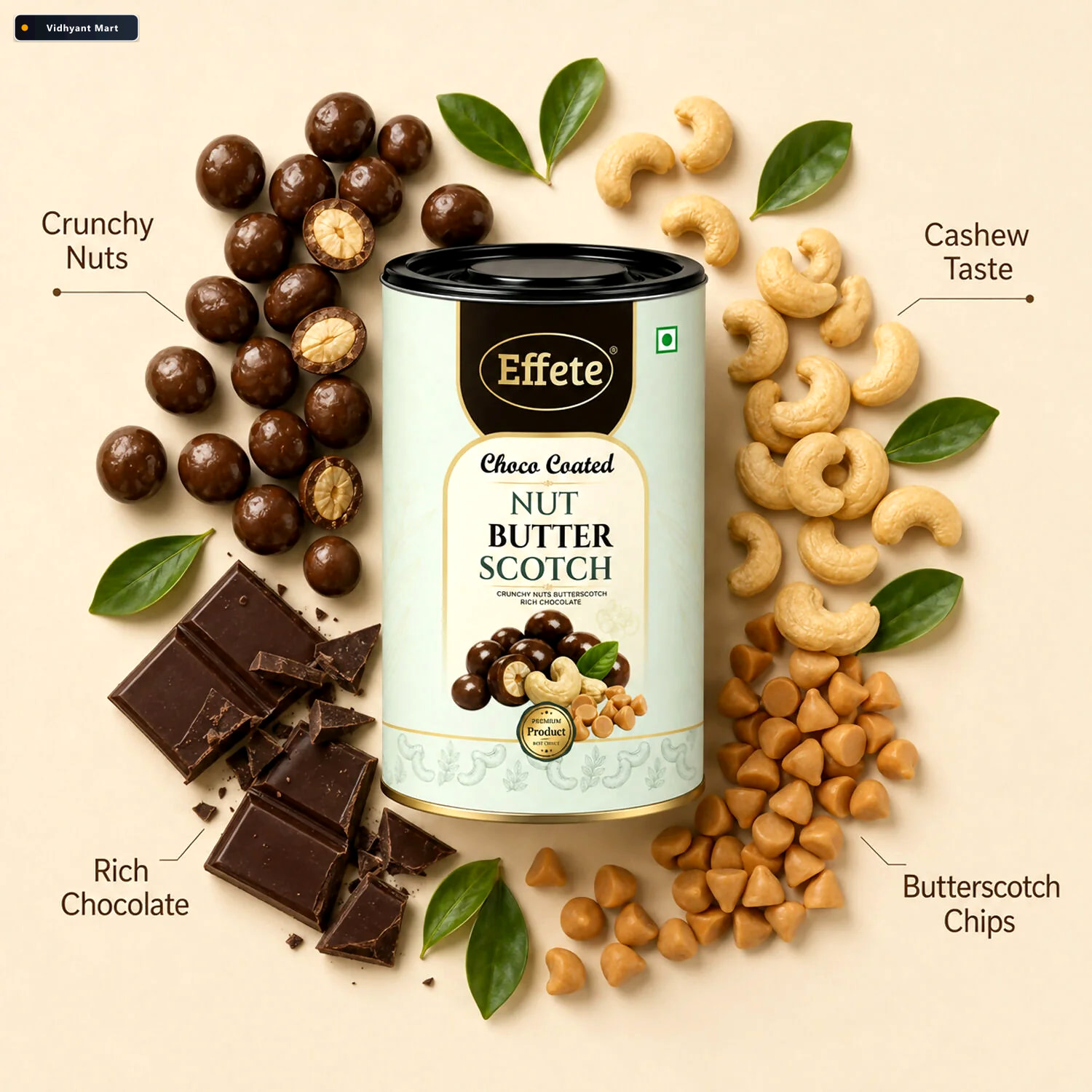 Vidhyant Mart Choco Coated Nut Butterscotch Chocolate Indulgent 1