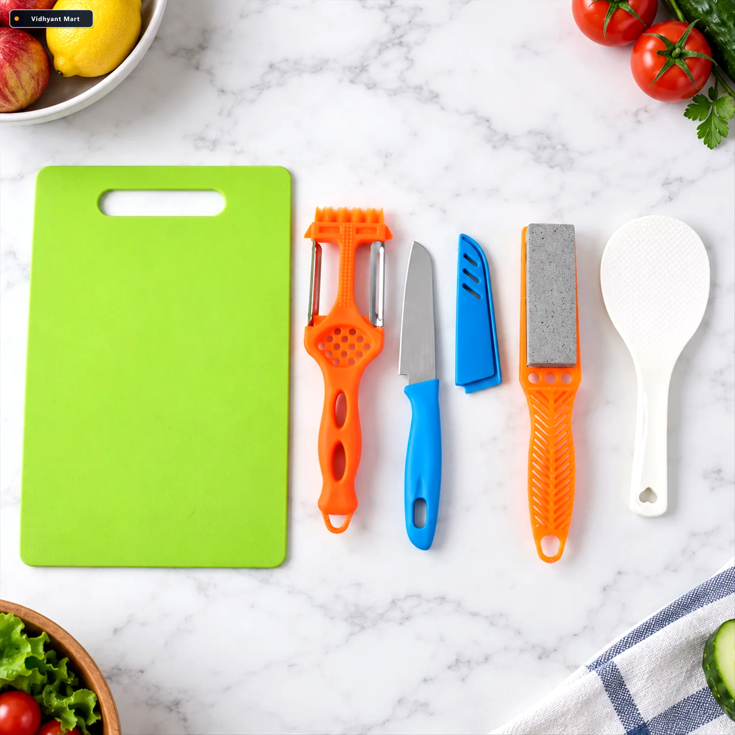 Vidhyant Mart Chopping Board With Knife Set Multipurpose Kitchen 1