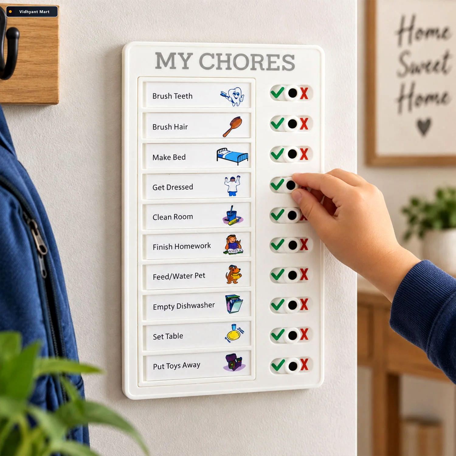 Vidhyant Mart Chores Note Board For Home With Sliders To Track D 1