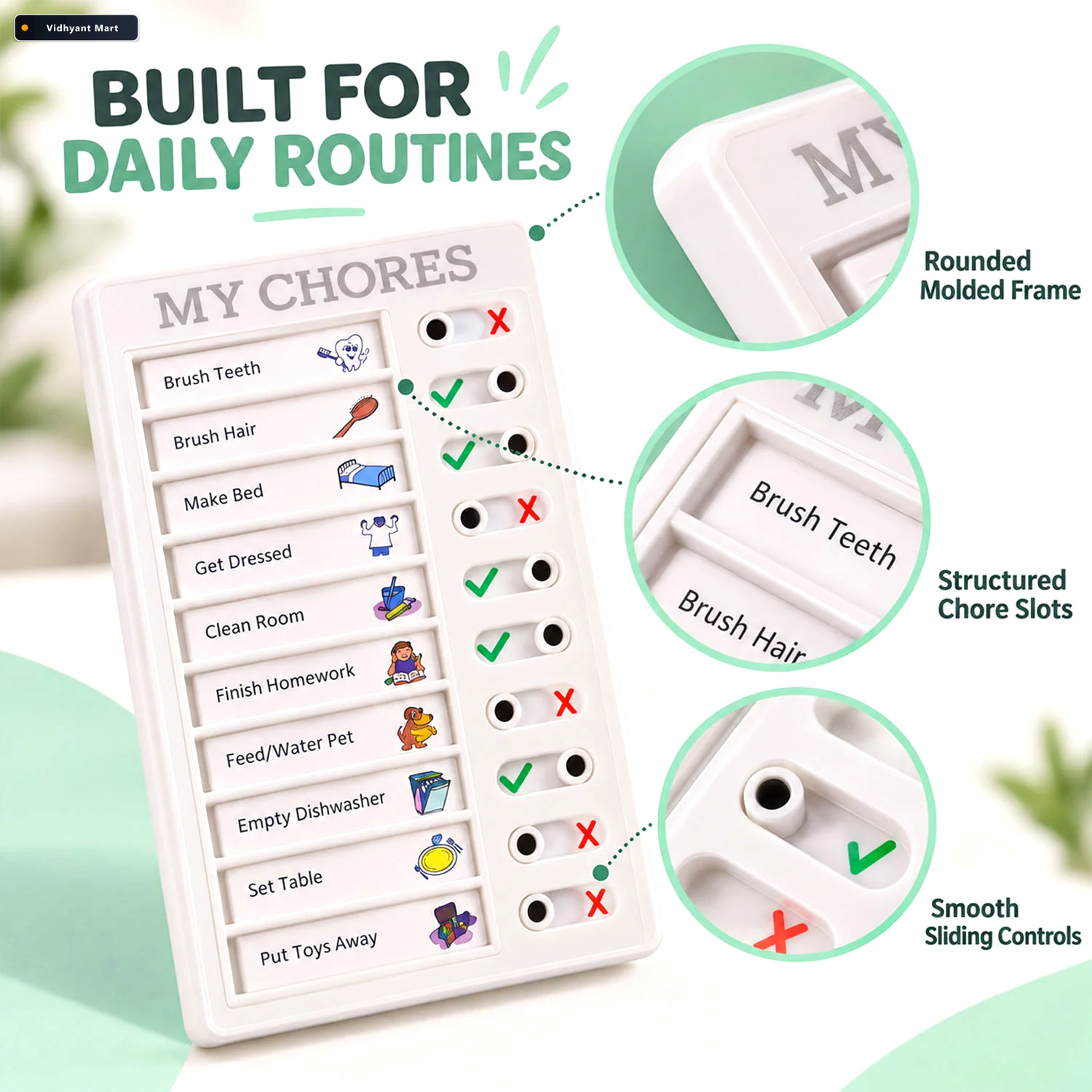 Vidhyant Mart Chores Note Board For Home With Sliders To Track D 2