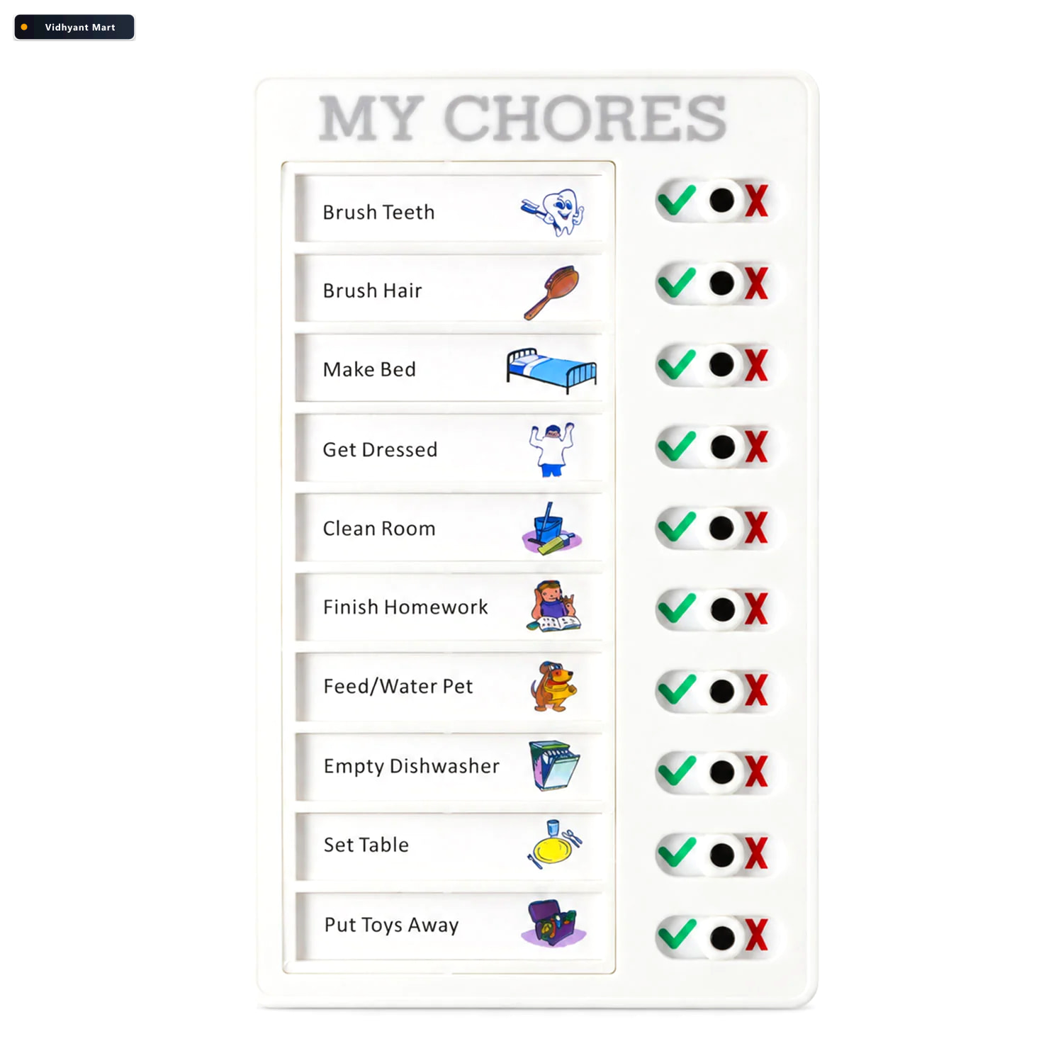 Vidhyant Mart Chores Note Board For Home With Sliders To Track D 3