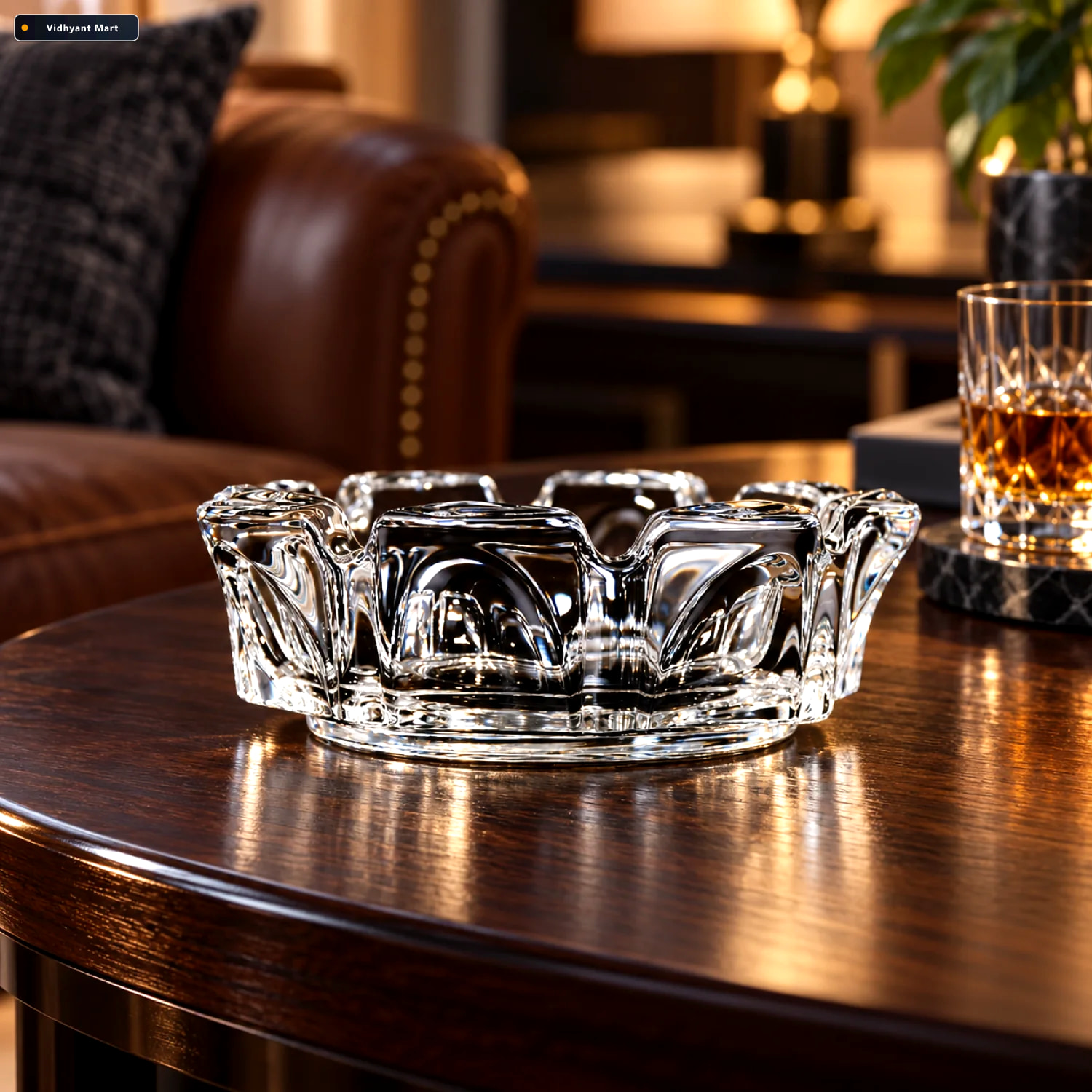 Vidhyant Mart Cigar Ashtray Round Glass Tabletop For Home Office 1